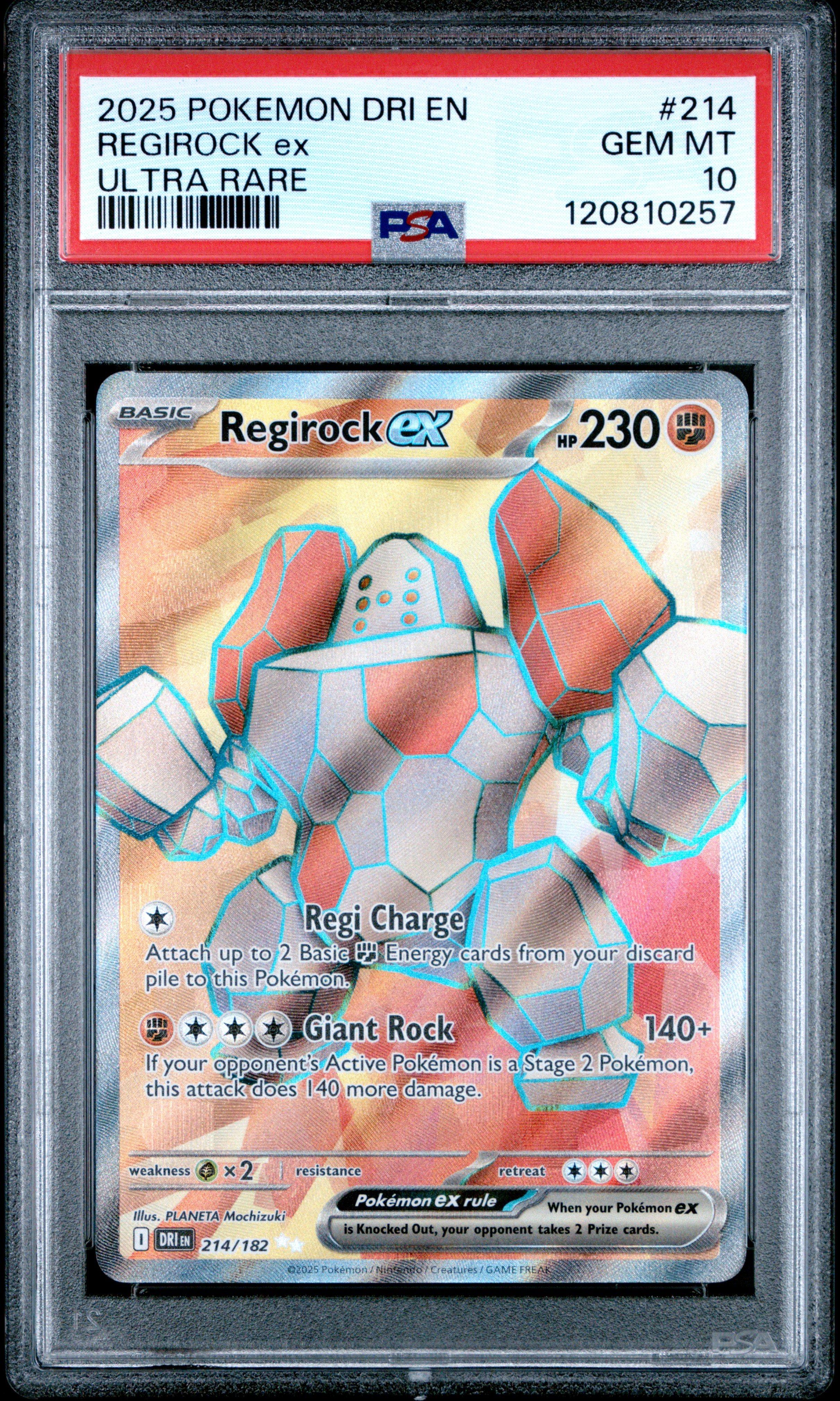 2025 Pokemon Dri En-destined Rivals 214 Regirock Ex Ultra Rare PSA 10  Graded Card | GameStop