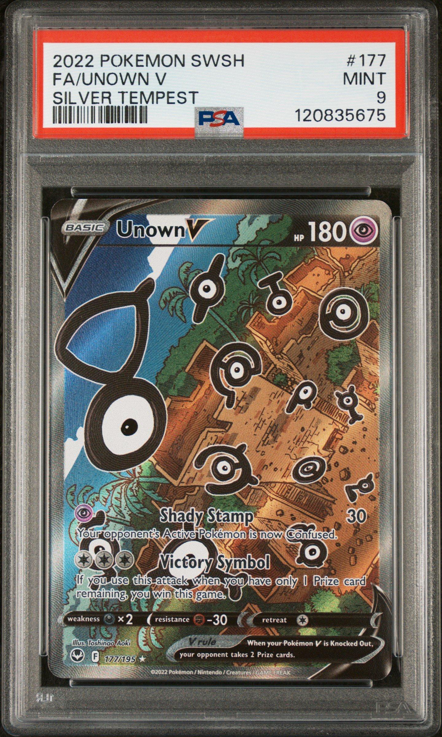 2022 Pokemon Sword & Shield Silver Tempest 177 Full Art/unown V PSA 9  Graded Card | GameStop