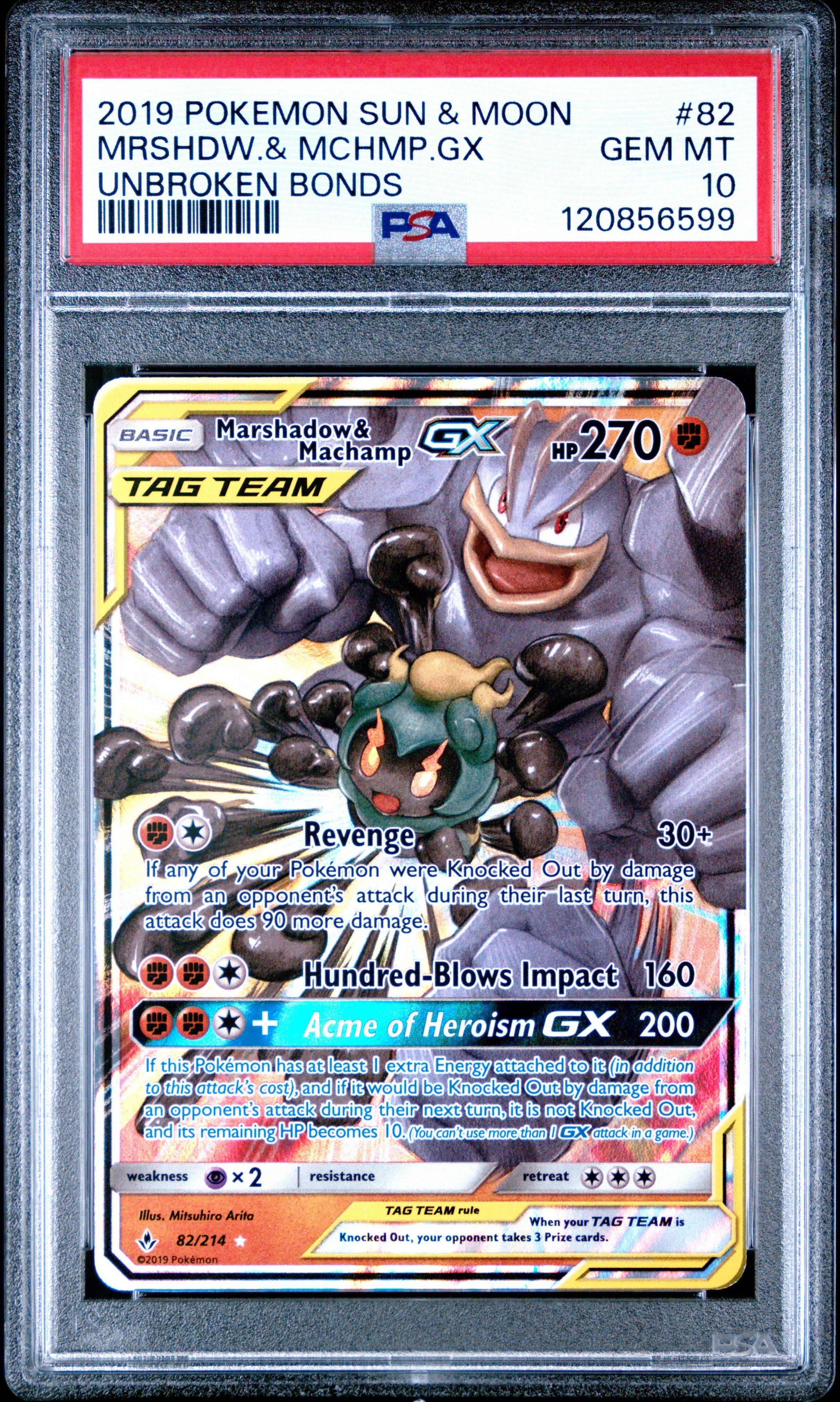 2019 Pokemon Sun & Moon Unbroken Bonds 82 Marshadow & Machamp Gx PSA 10  Graded Card | GameStop