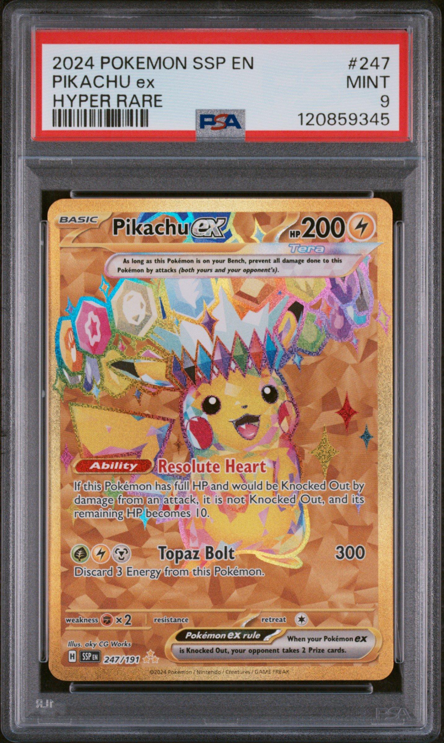 2024 Pokemon Ssp En-surging Sparks 247 Pikachu Ex Hyper Rare PSA 9