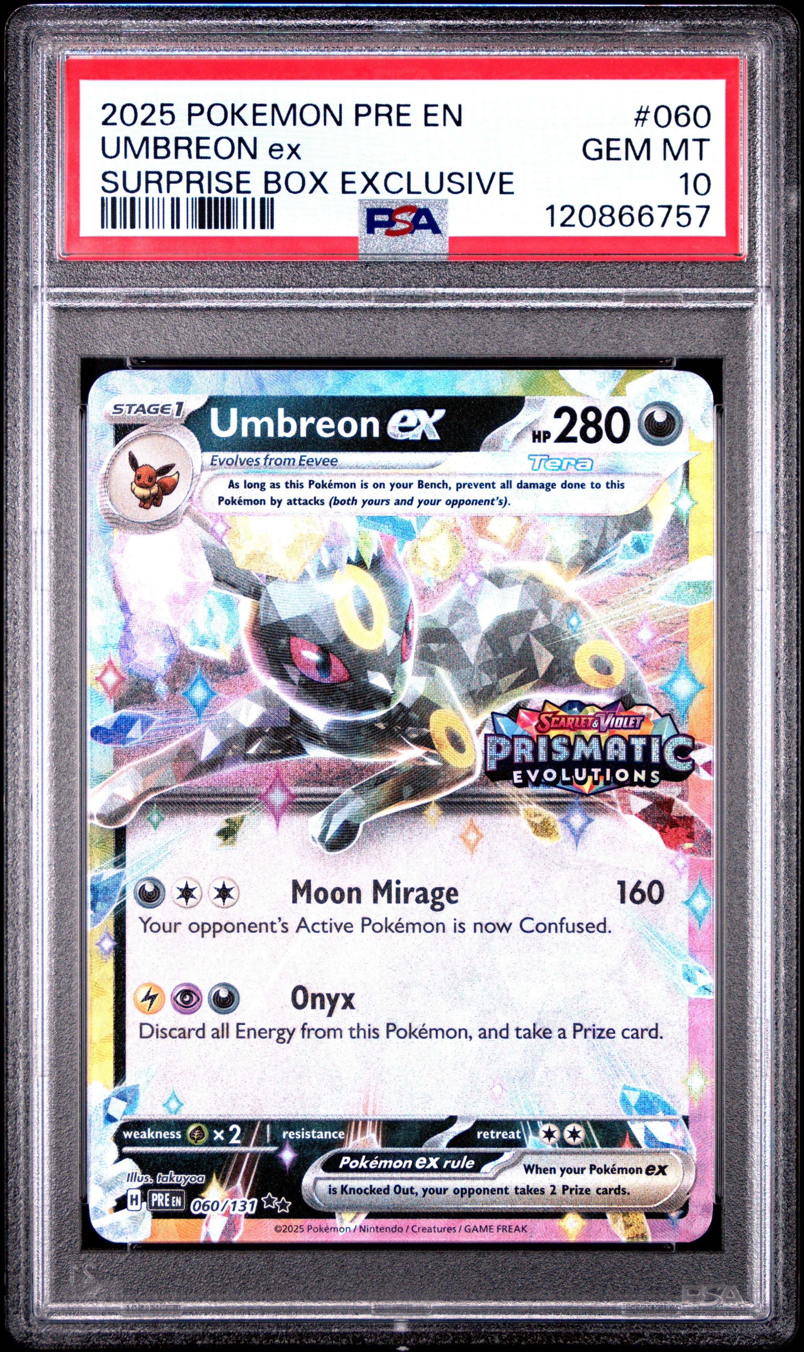 2025 Pokemon Pre En-prismatic Evolutions 060 Umbreon Ex Surprise