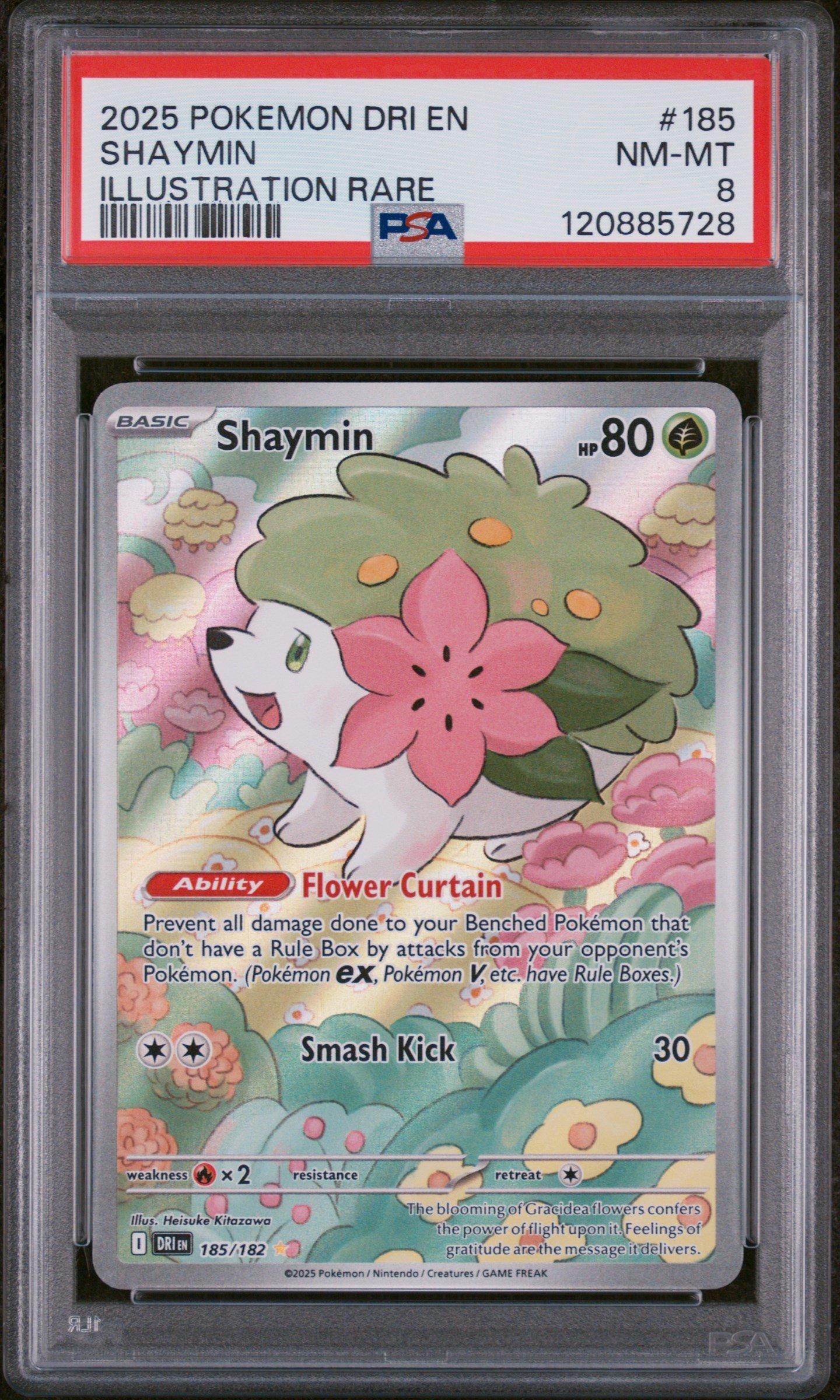 2025 Pokemon Dri En-destined Rivals 185 Shaymin Illustration Rare PSA 8  Graded Card | GameStop
