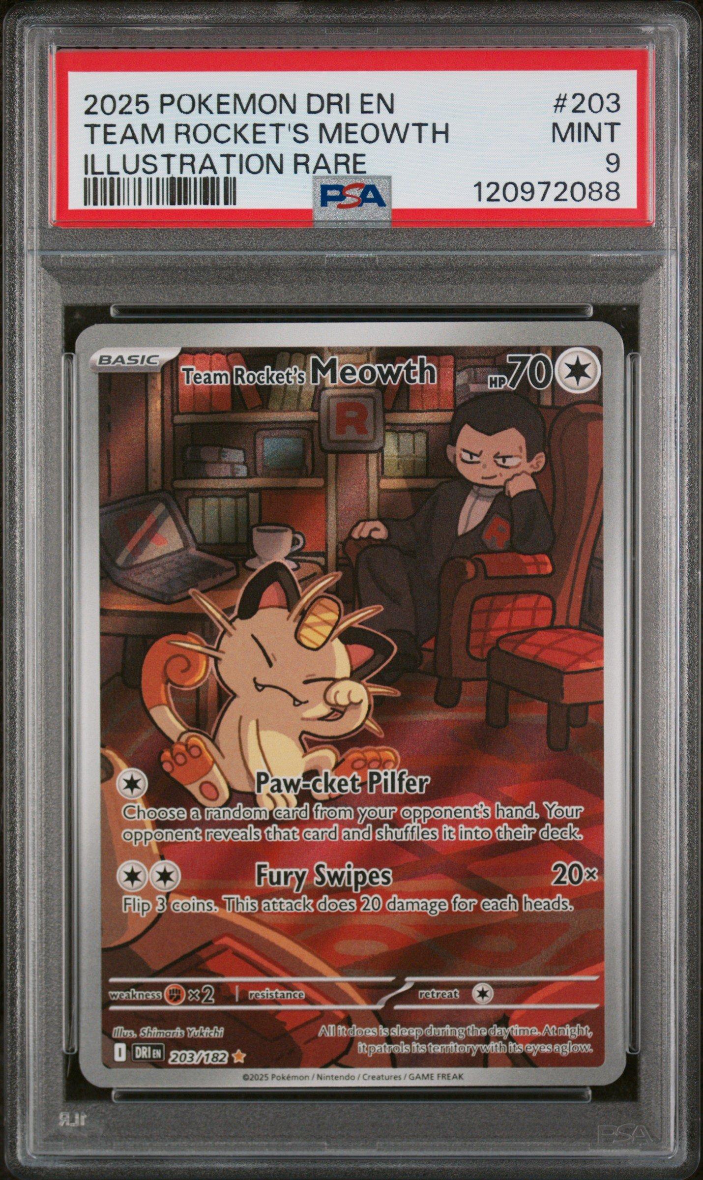 2025 Pokemon Dri En-destined Rivals 203 Team Rocket's Meowth Illustration  Rare PSA 9 Graded Card | GameStop