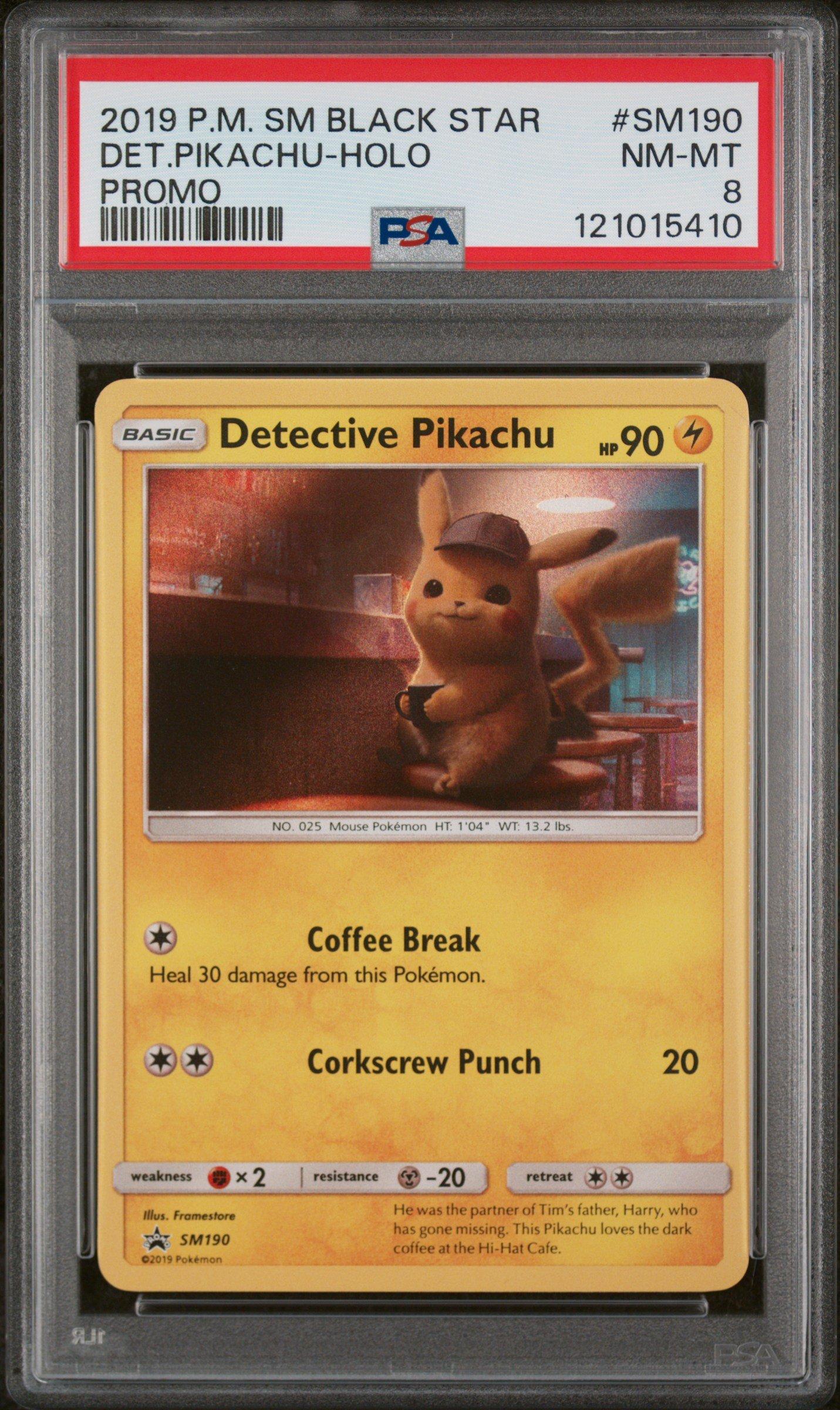 2019 Pokemon Sm Black Star Promo Sm190 Detective Pikachu-holo PSA 8