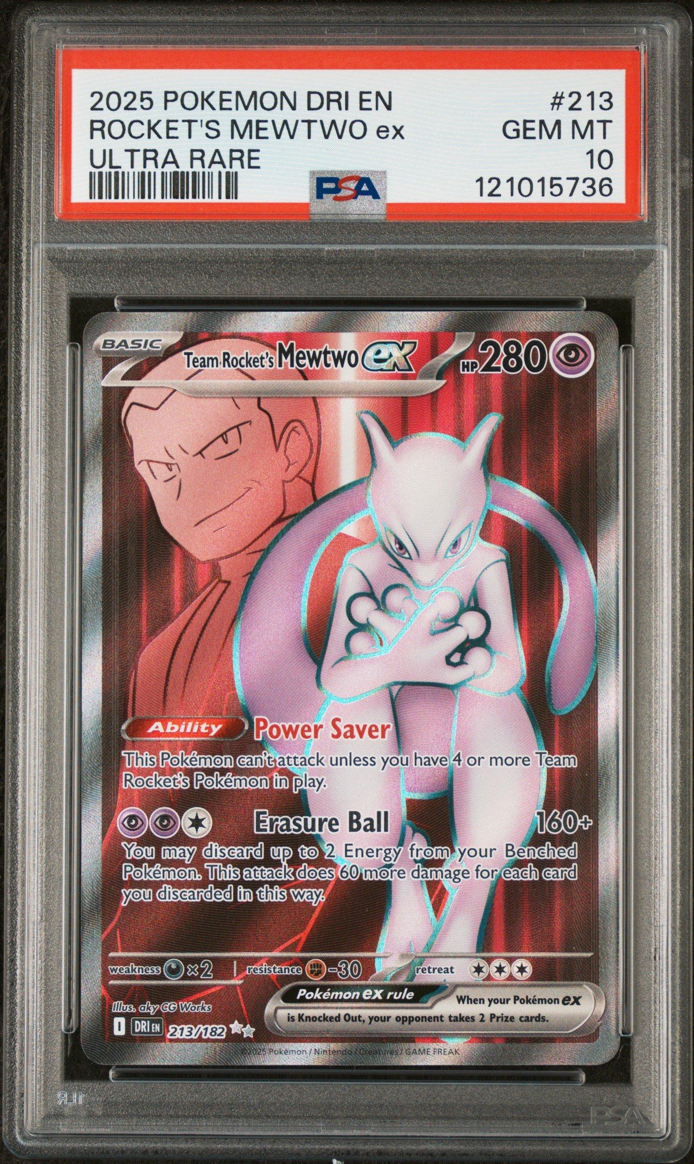 2025 ポケモンメタモン #173 GEM MT PSA10 2025 Pokemon Dri En-destined Rivals 213 Team Rocket's Mewtwo Ex