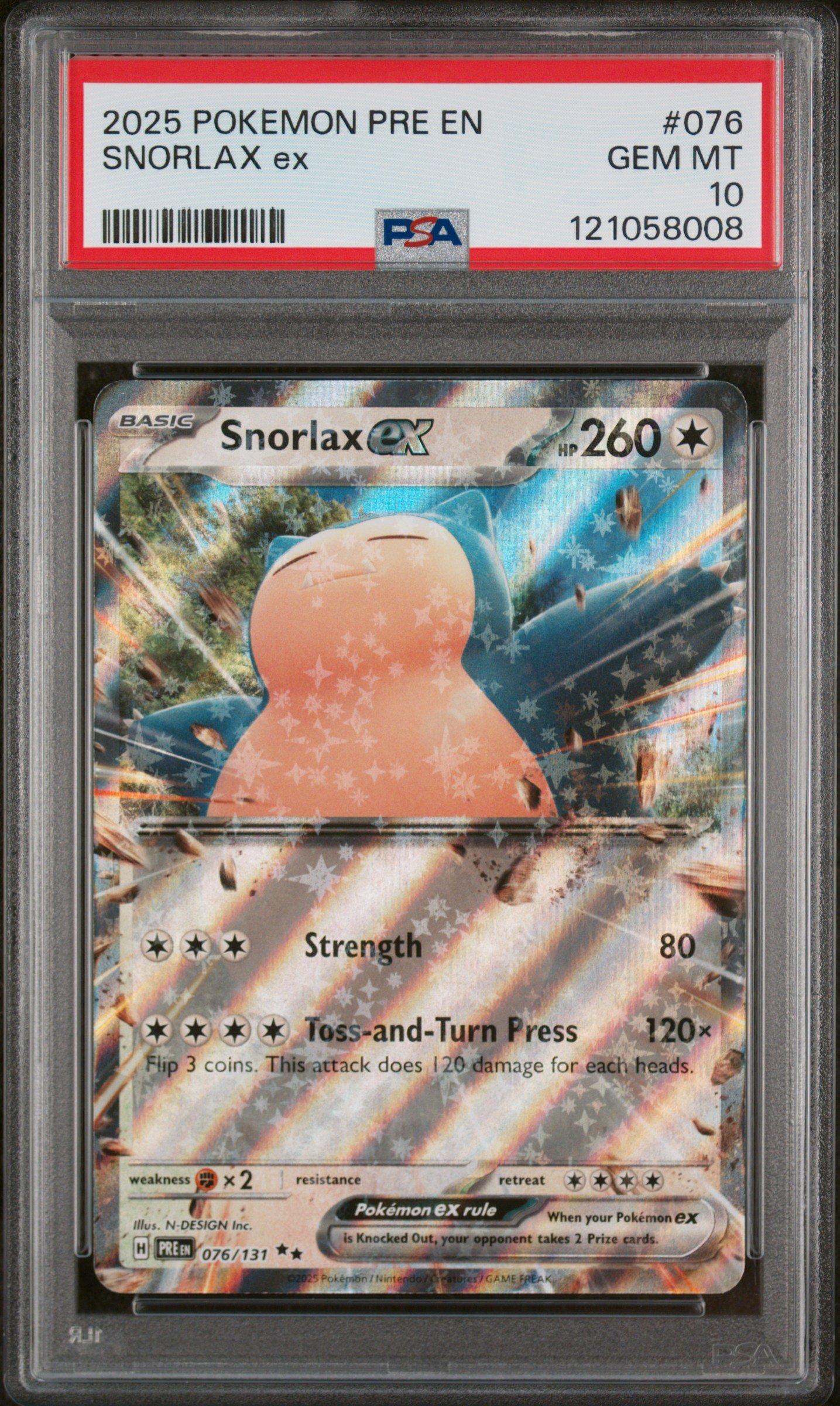 2025 Pokemon Pre En-prismatic Evolutions 076 Snorlax Ex PSA 10