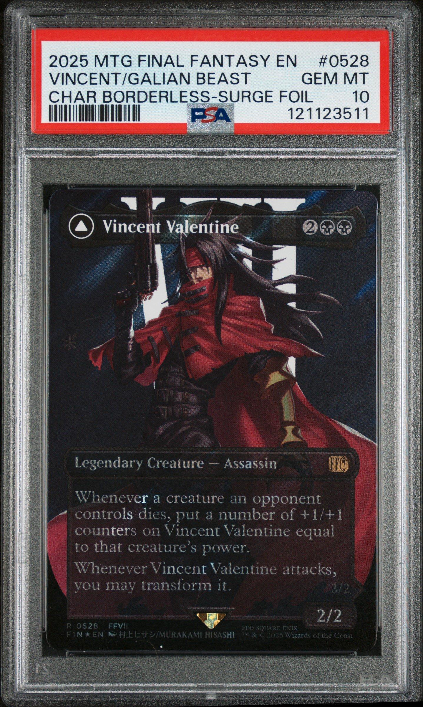 2025 Magic The Gathering Final Fantasy 0528 Vincent Valentine/galian Beast Character Borderless-surge Foil PSA 10