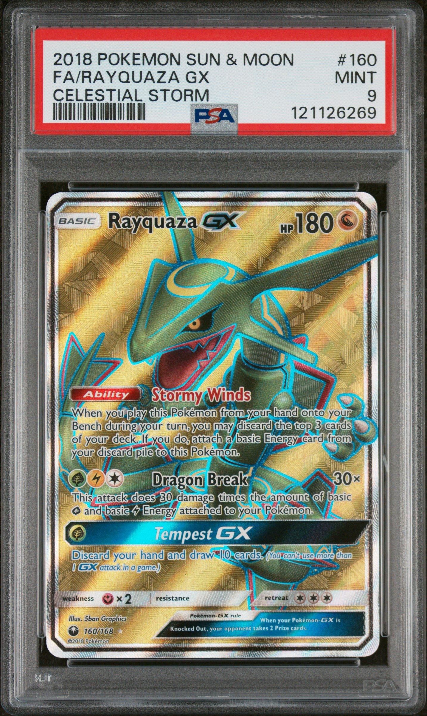 2018 Pokemon Sun & Moon Celestial Storm 160 Full Art/rayquaza Gx PSA