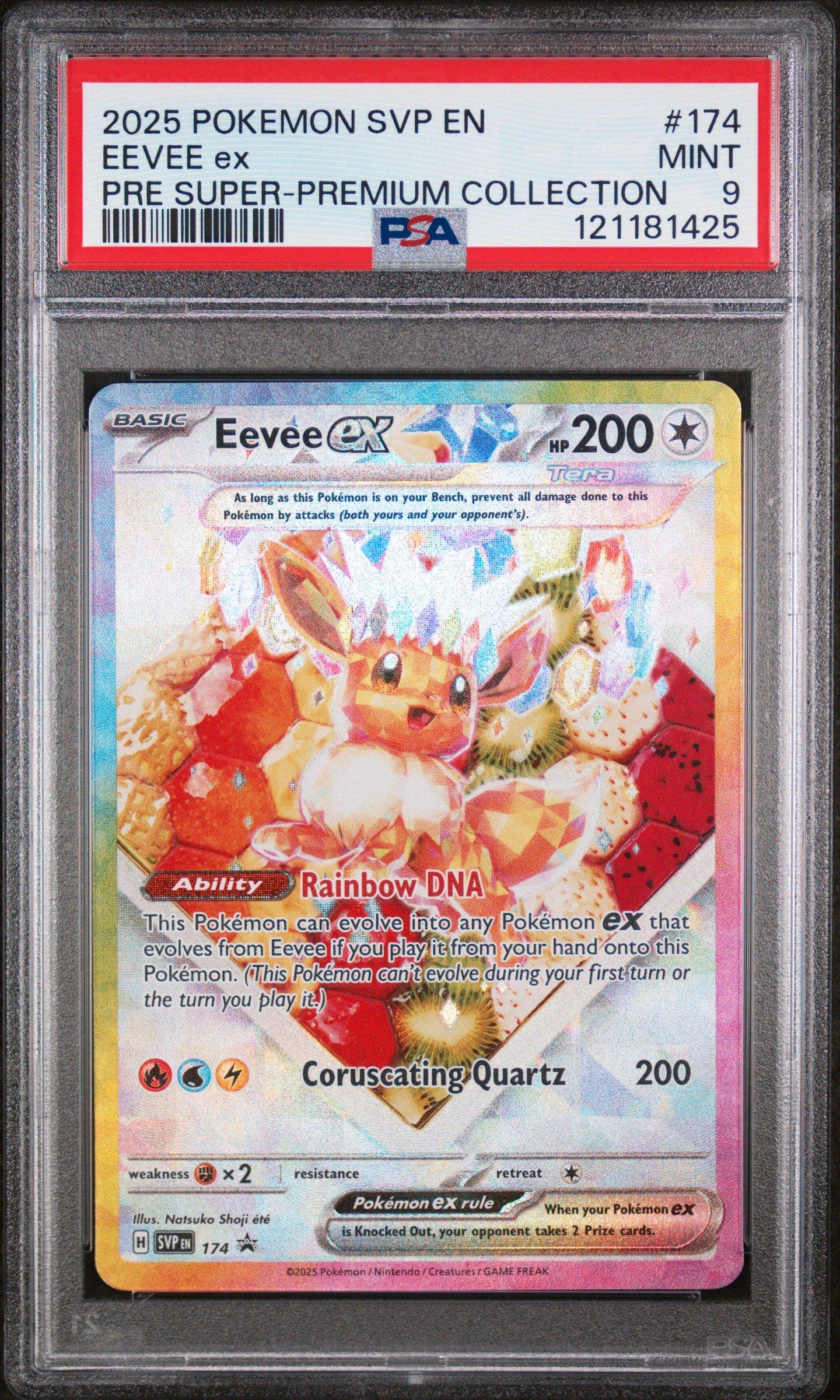 2025 Pokemon SVP Black Star Promo 174 Eevee Ex Prismatic Evolutions Super-Premium Collection PSA 9