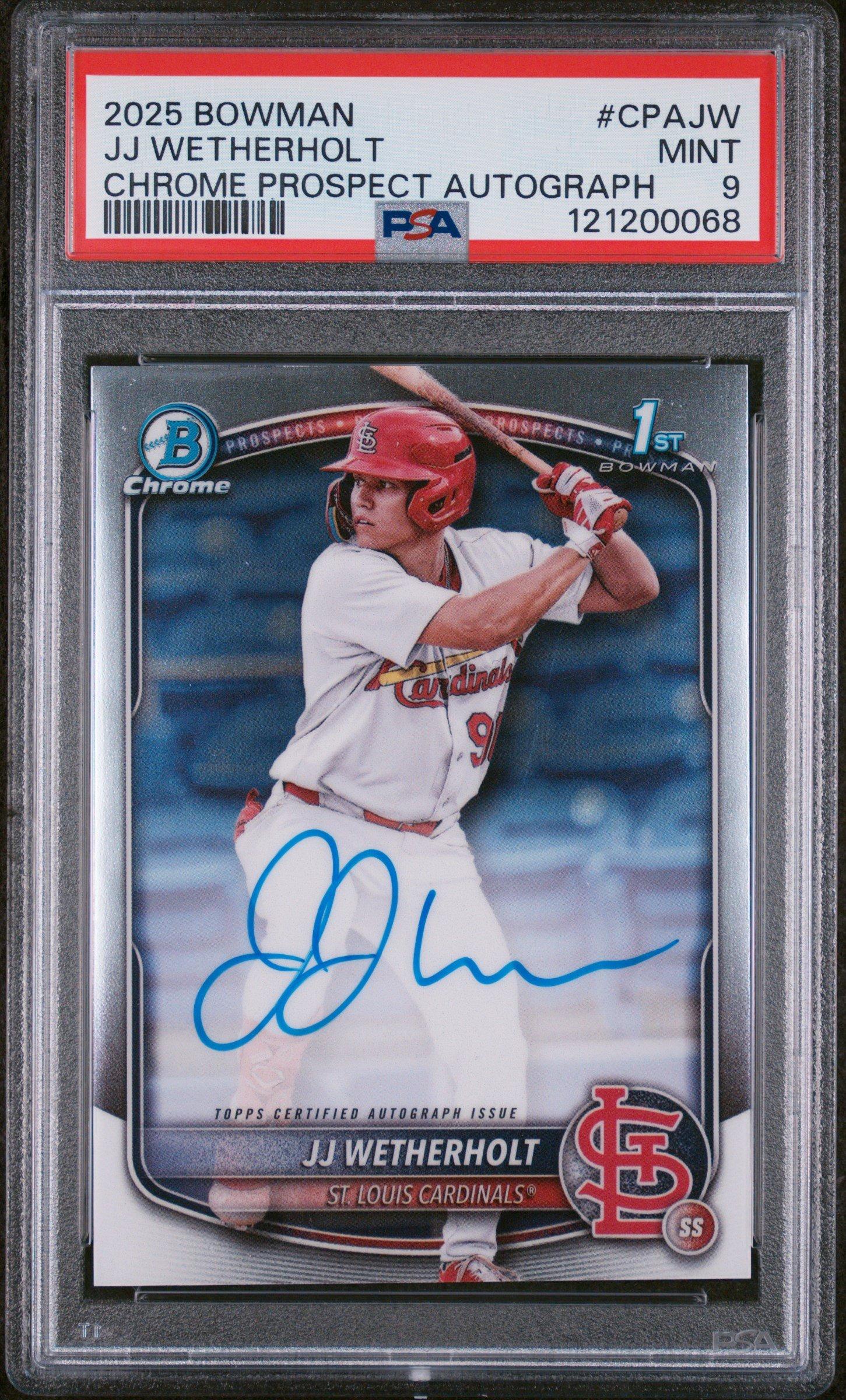2025 Bowman Chrome Prospect Autographs Cpajw Jj Wetherholt PSA 9