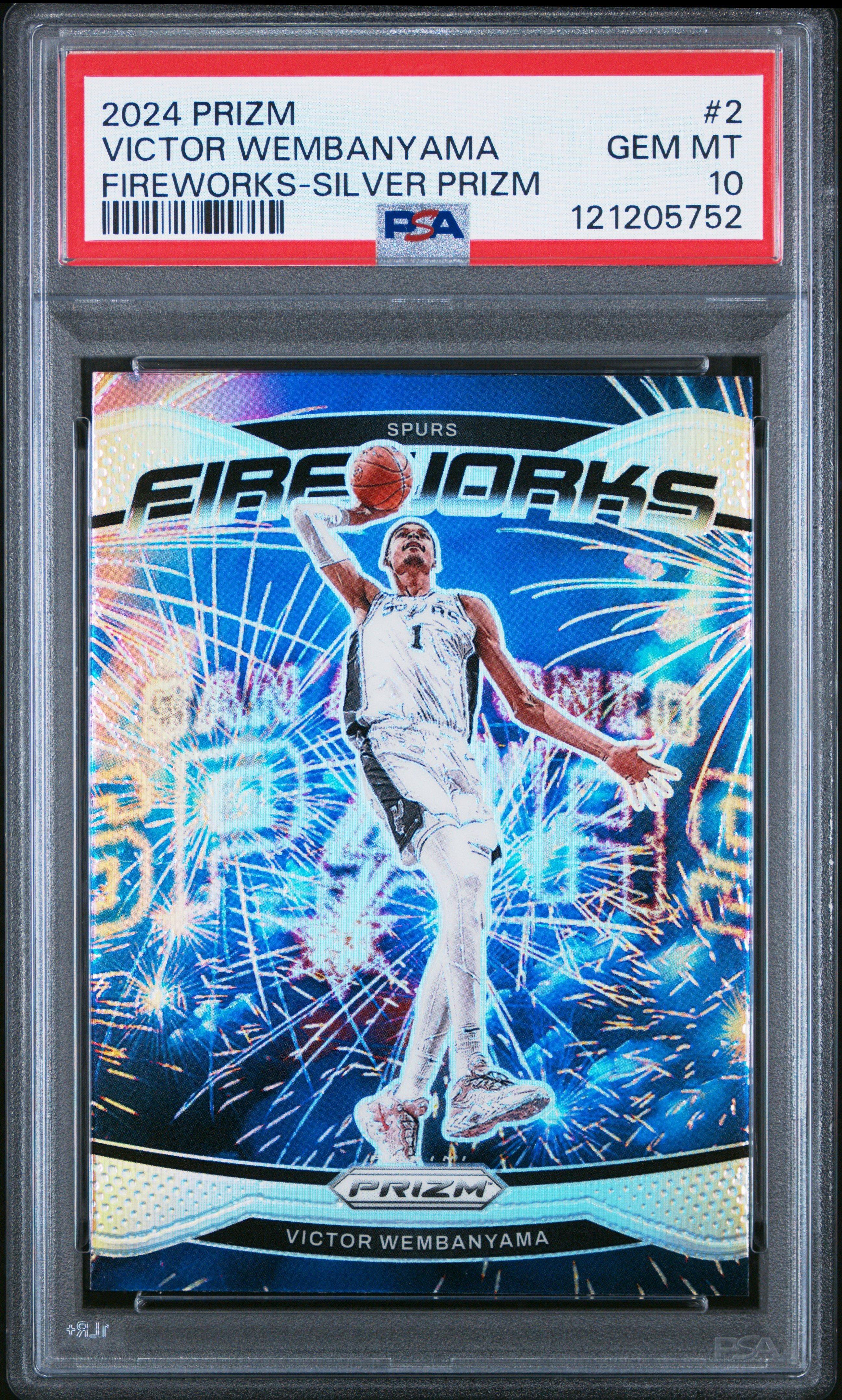 2024 Panini Prizm Fireworks 2 Victor Wembanyama Silver Prizm PSA
