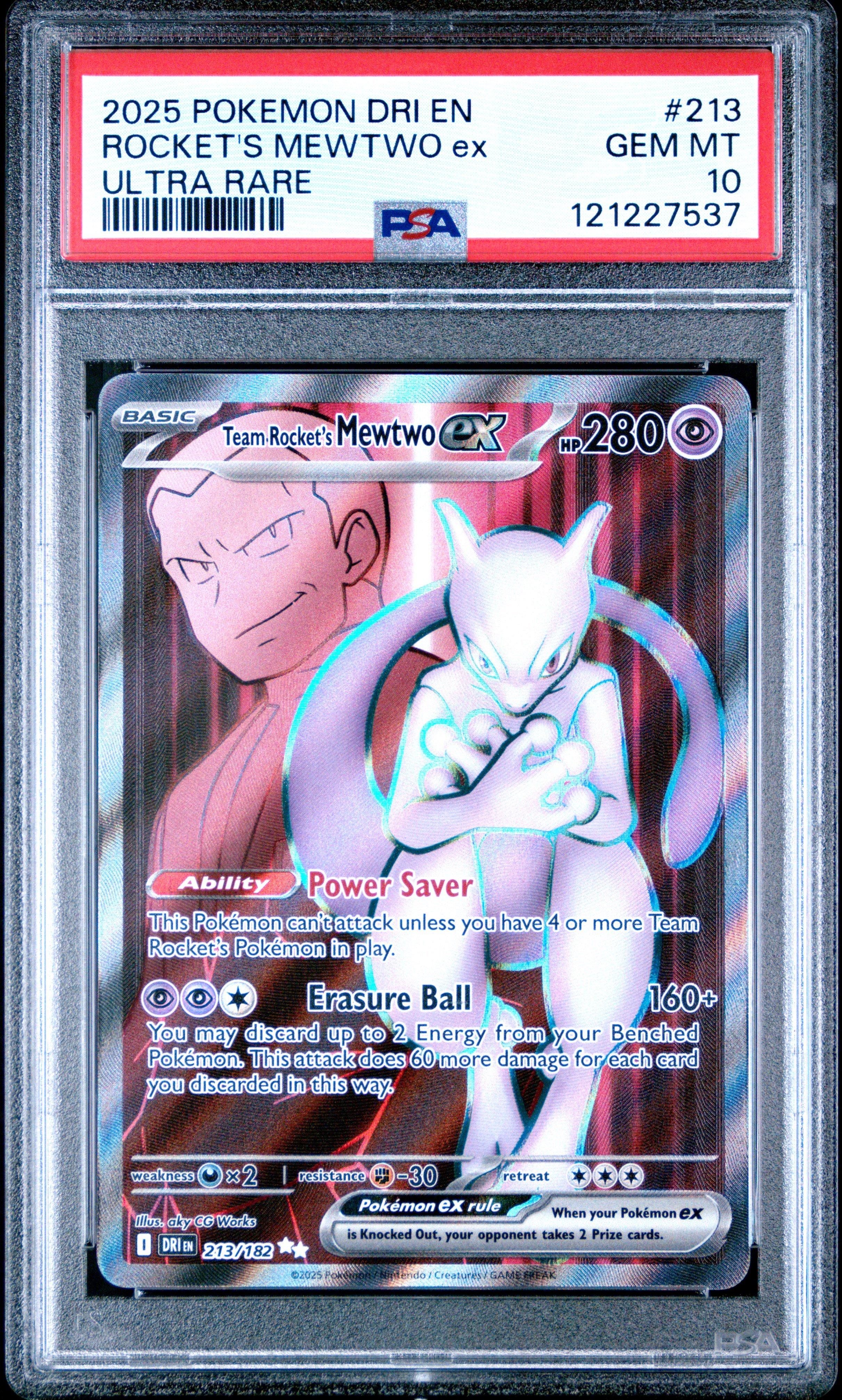 2025 Pokemon Dri En-destined Rivals 213 Team Rocket's Mewtwo Ex Ultra Rare  PSA 10 Graded Card | GameStop