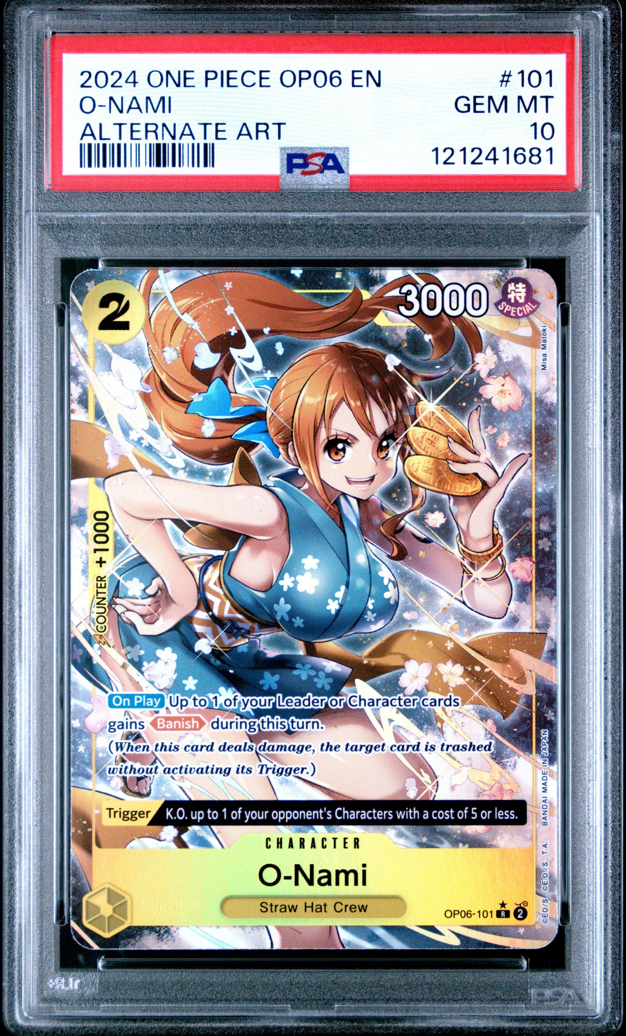 2024 One Piece Op06-wings Of The Captain 101 O-nami Alternate Art PSA 10