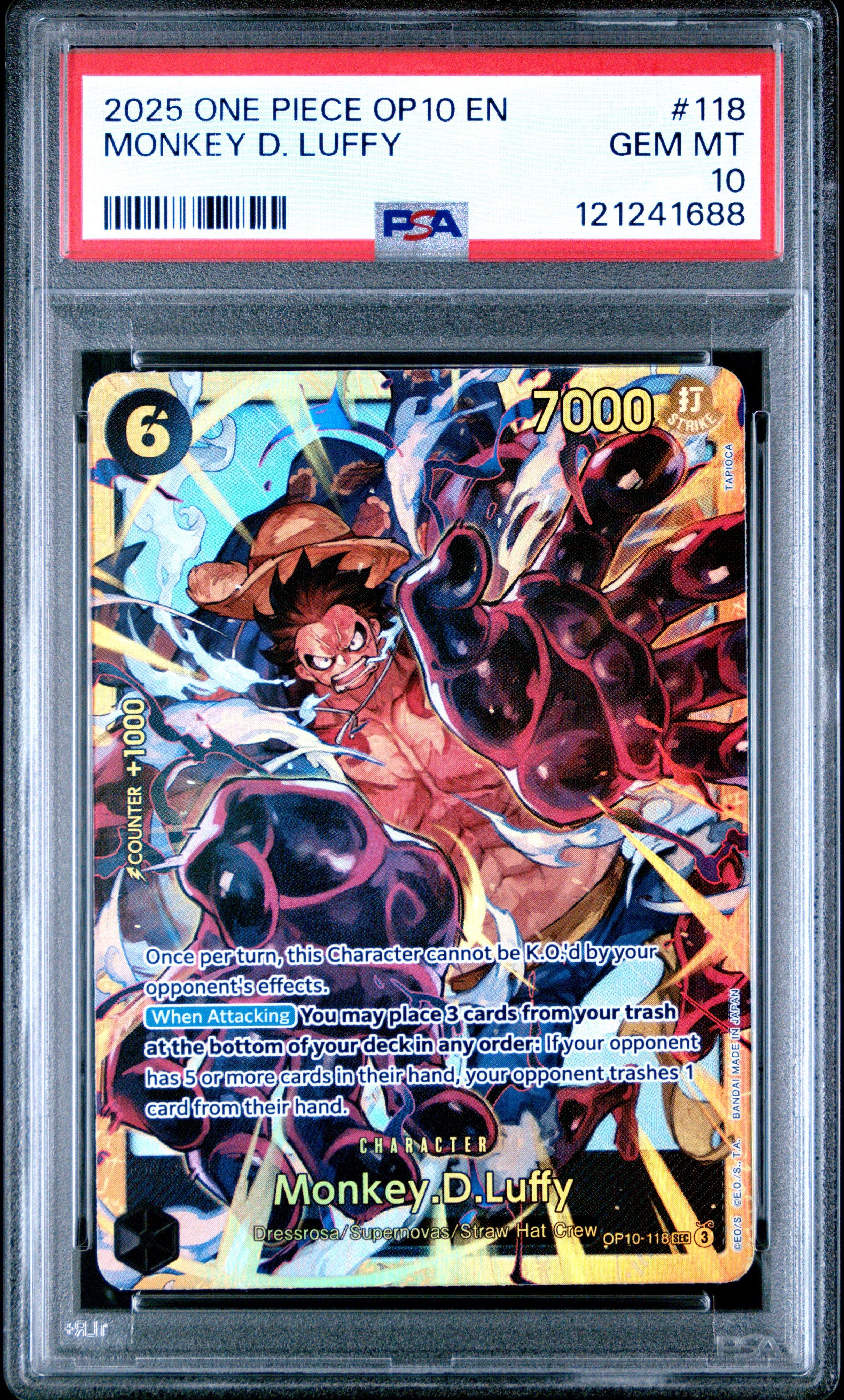 2025 One Piece Op10-royal Blood 118 Monkey D. Luffy PSA 10 Graded