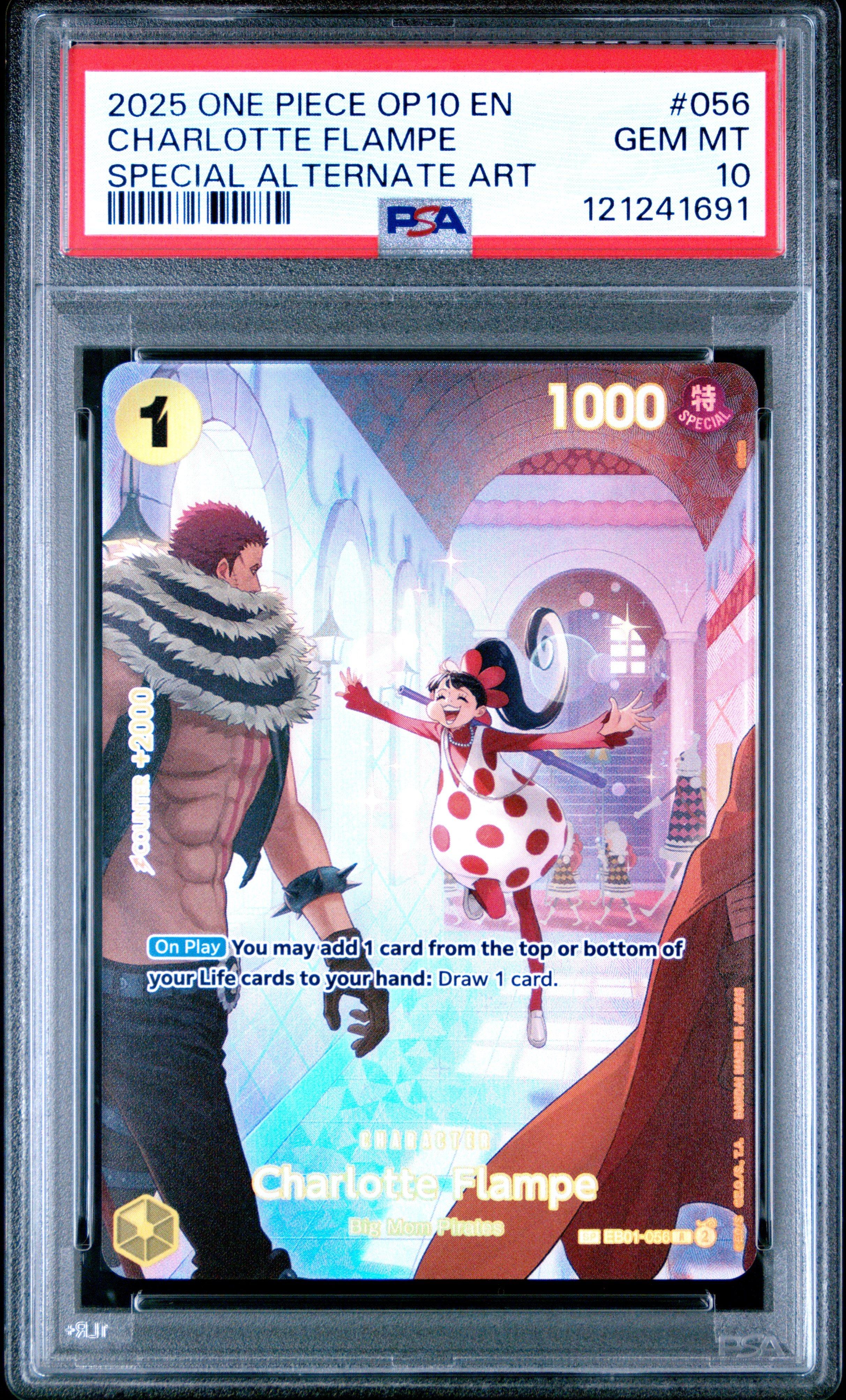 2025 One Piece Op10-royal Blood 056 Charlotte Flampe Special Alternate Art PSA 10