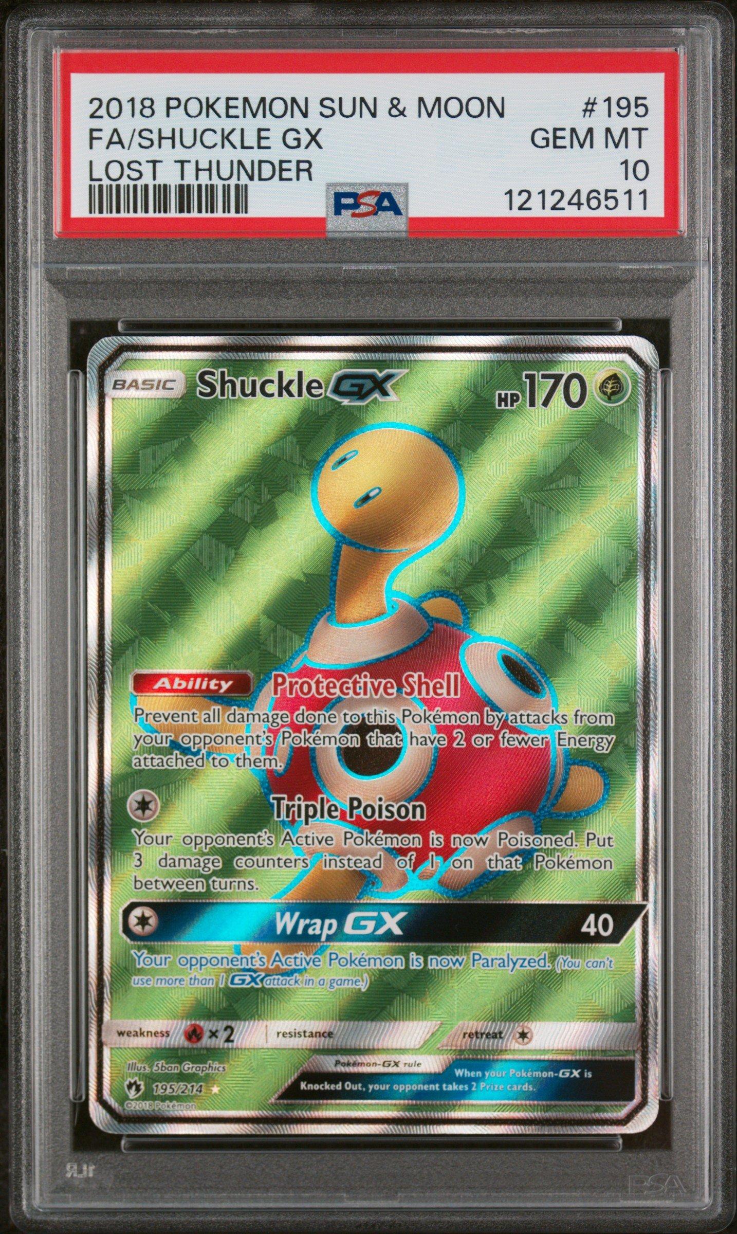 2018 Pokemon Sun & Moon Lost Thunder 195 Full Art/shuckle Gx PSA