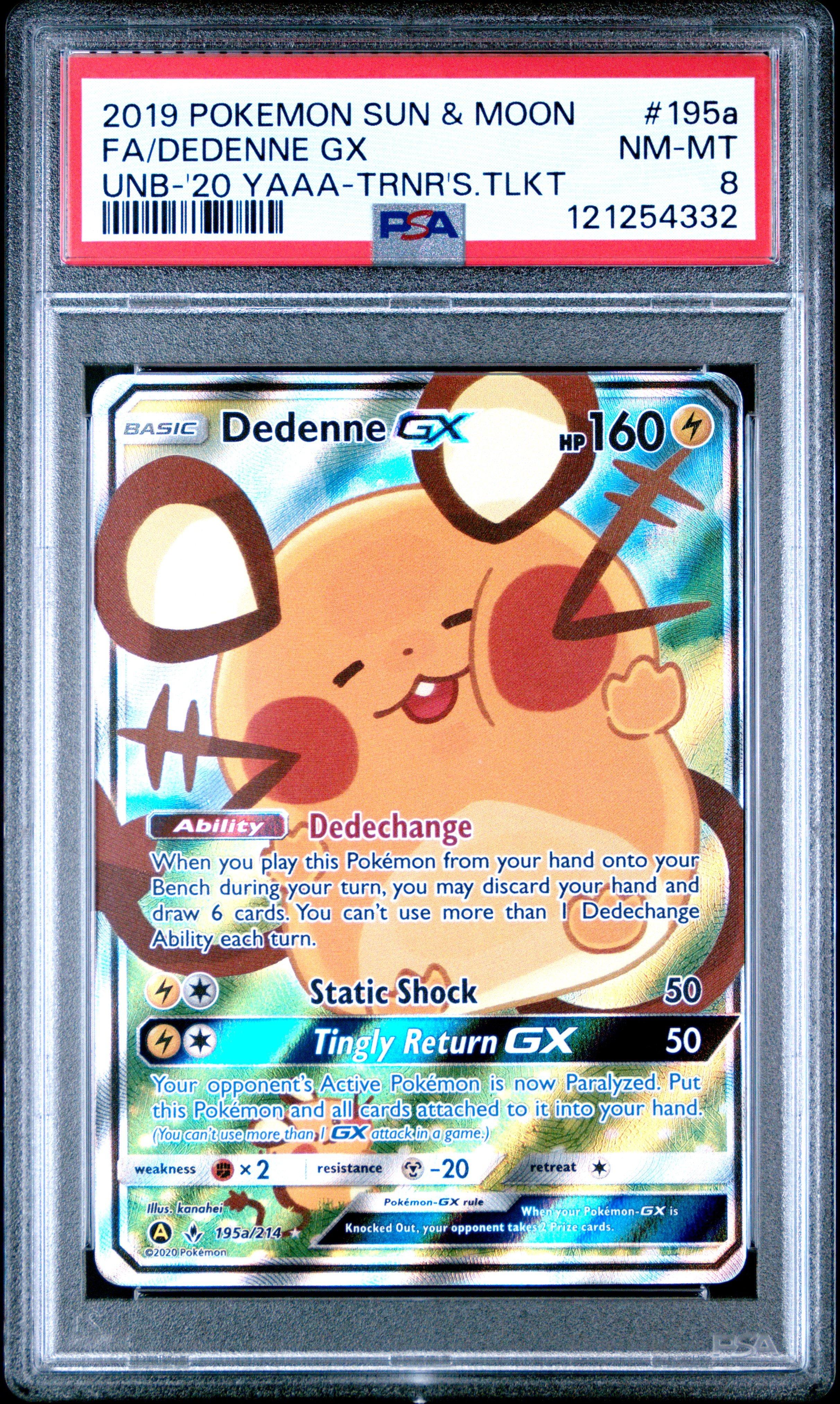 2019 Pokemon Sun & Moon Unbroken Bonds 195a Full Art/dedenne Gx