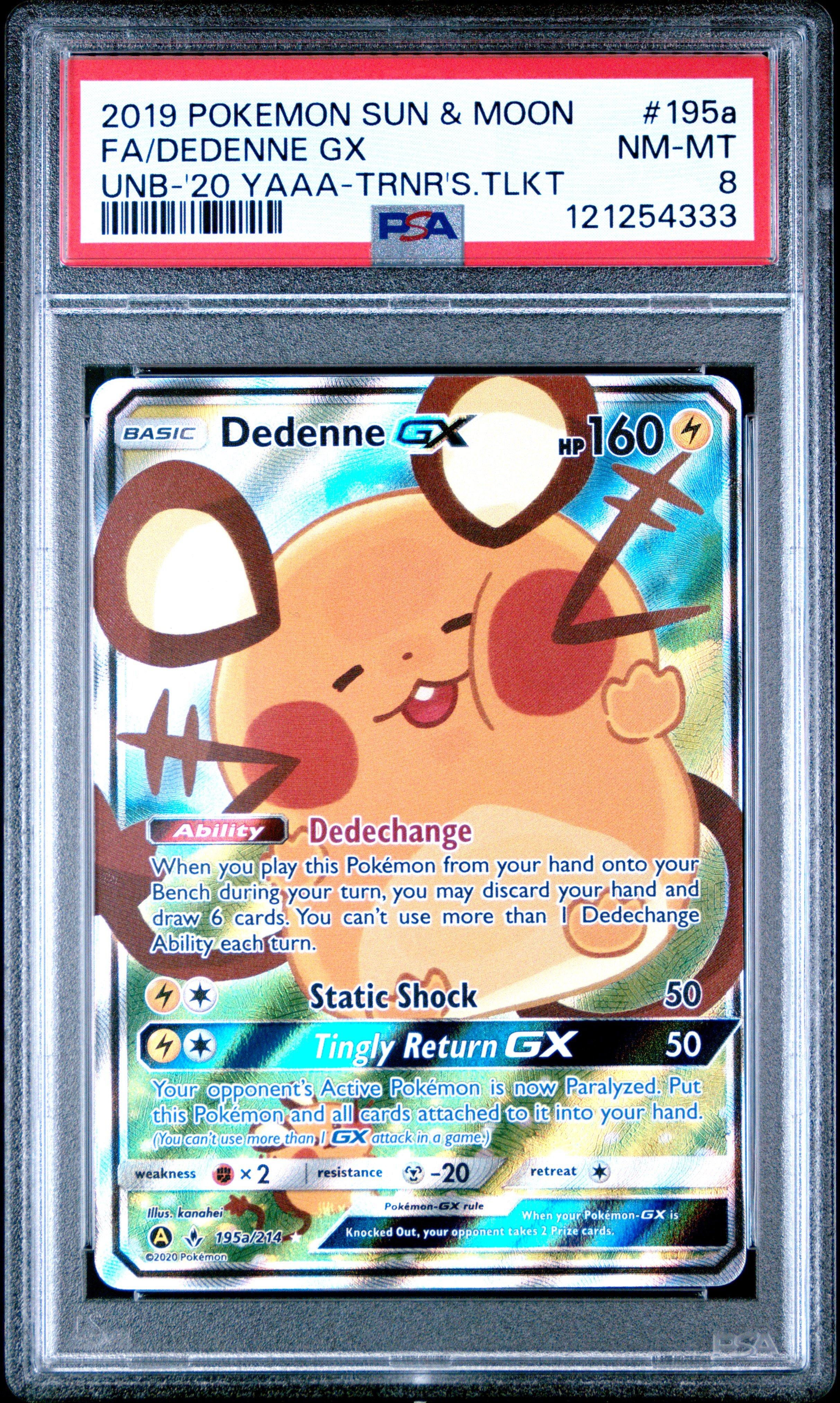 2019 Pokemon Sun & Moon Unbroken Bonds 195a Full Art/dedenne Gx