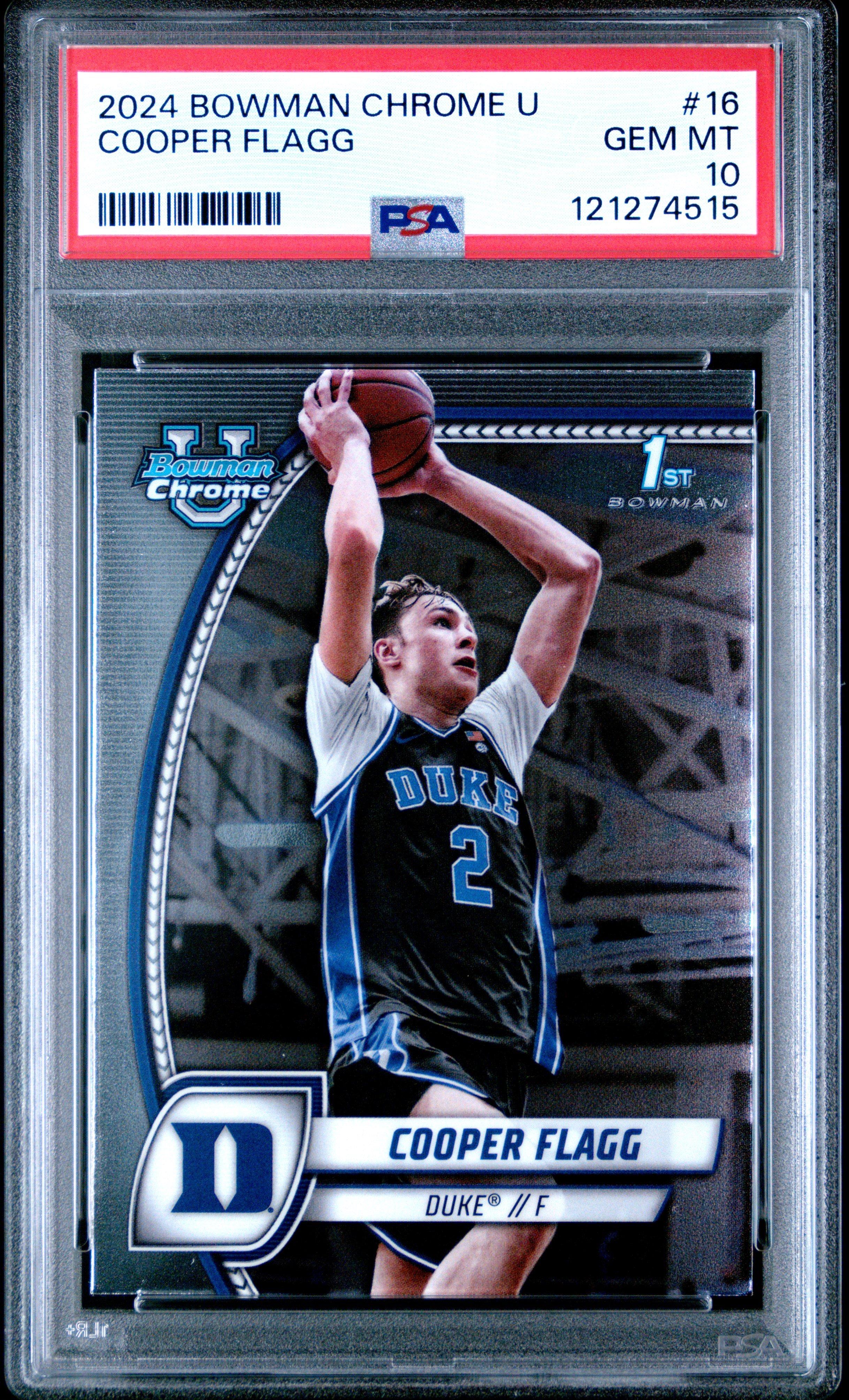 2024 Bowman Chrome University 16 Cooper Flagg PSA 10