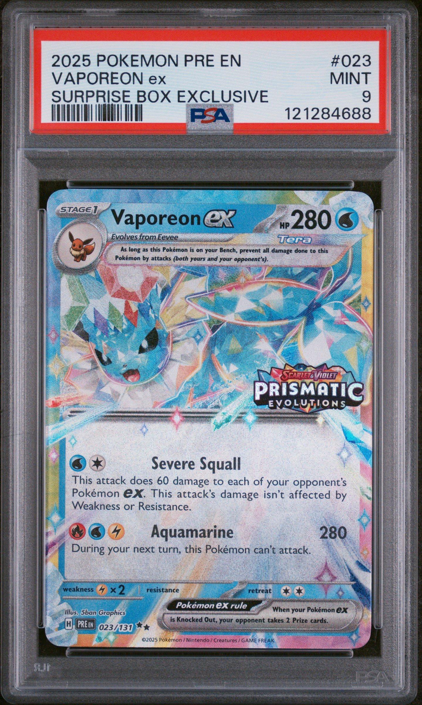 2025 Pokemon Pre En-prismatic Evolutions 023 Vaporeon Ex Surprise