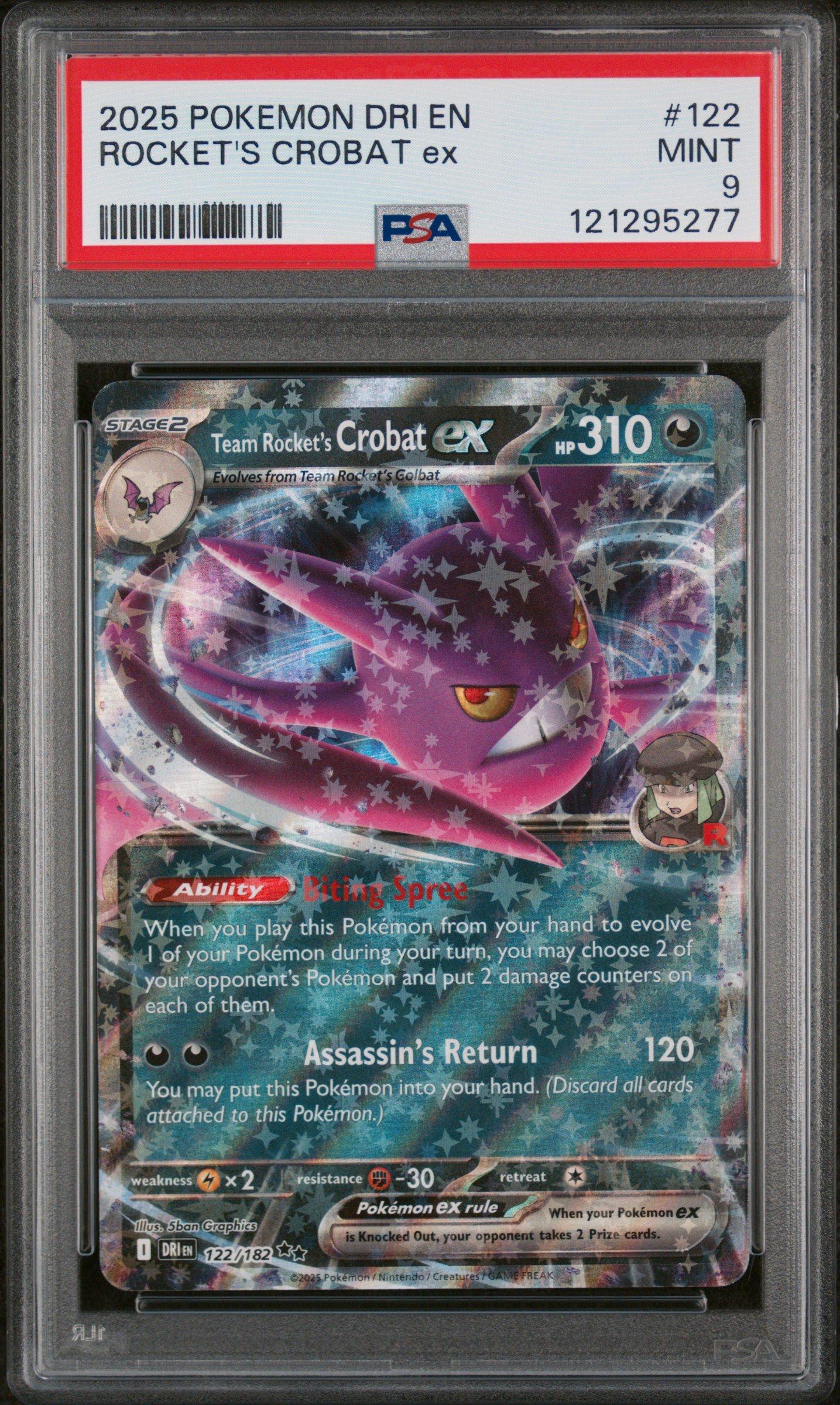 2025 Pokemon Dri En-destined Rivals 122 Team Rocket's Crobat Ex PSA 9