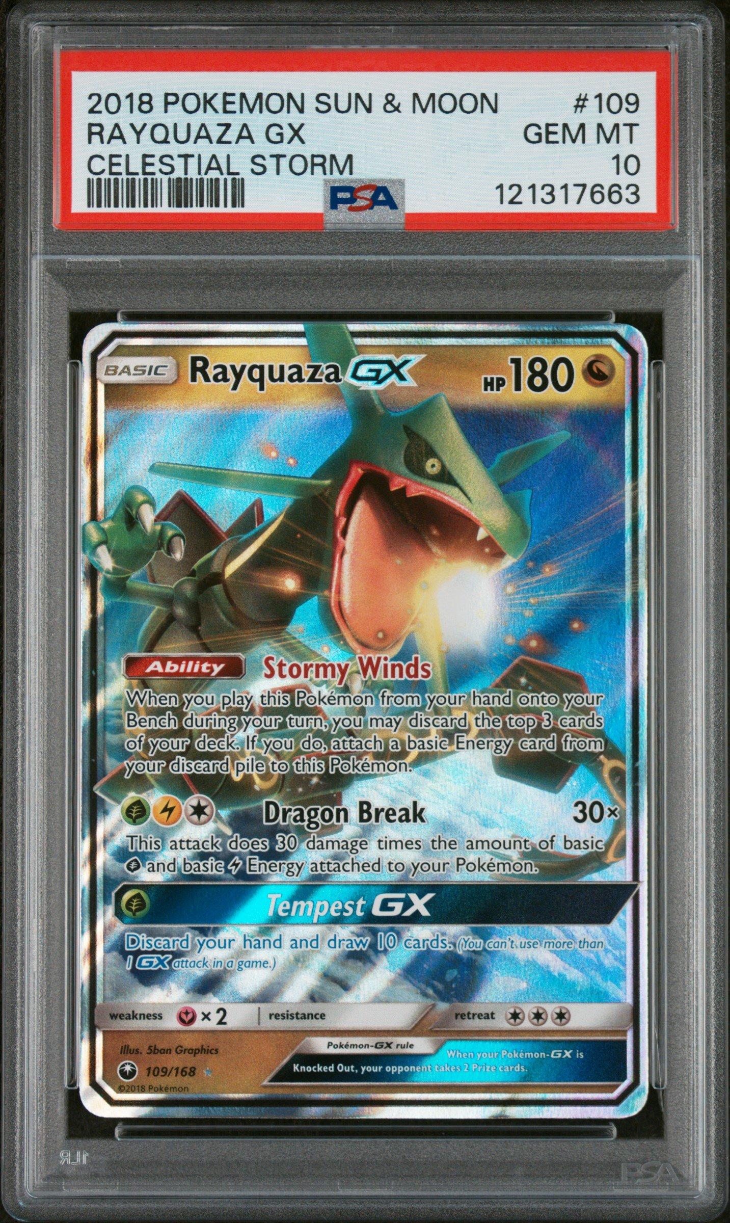 2018 Pokemon Sun & Moon Celestial Storm 109 Rayquaza Gx PSA 10