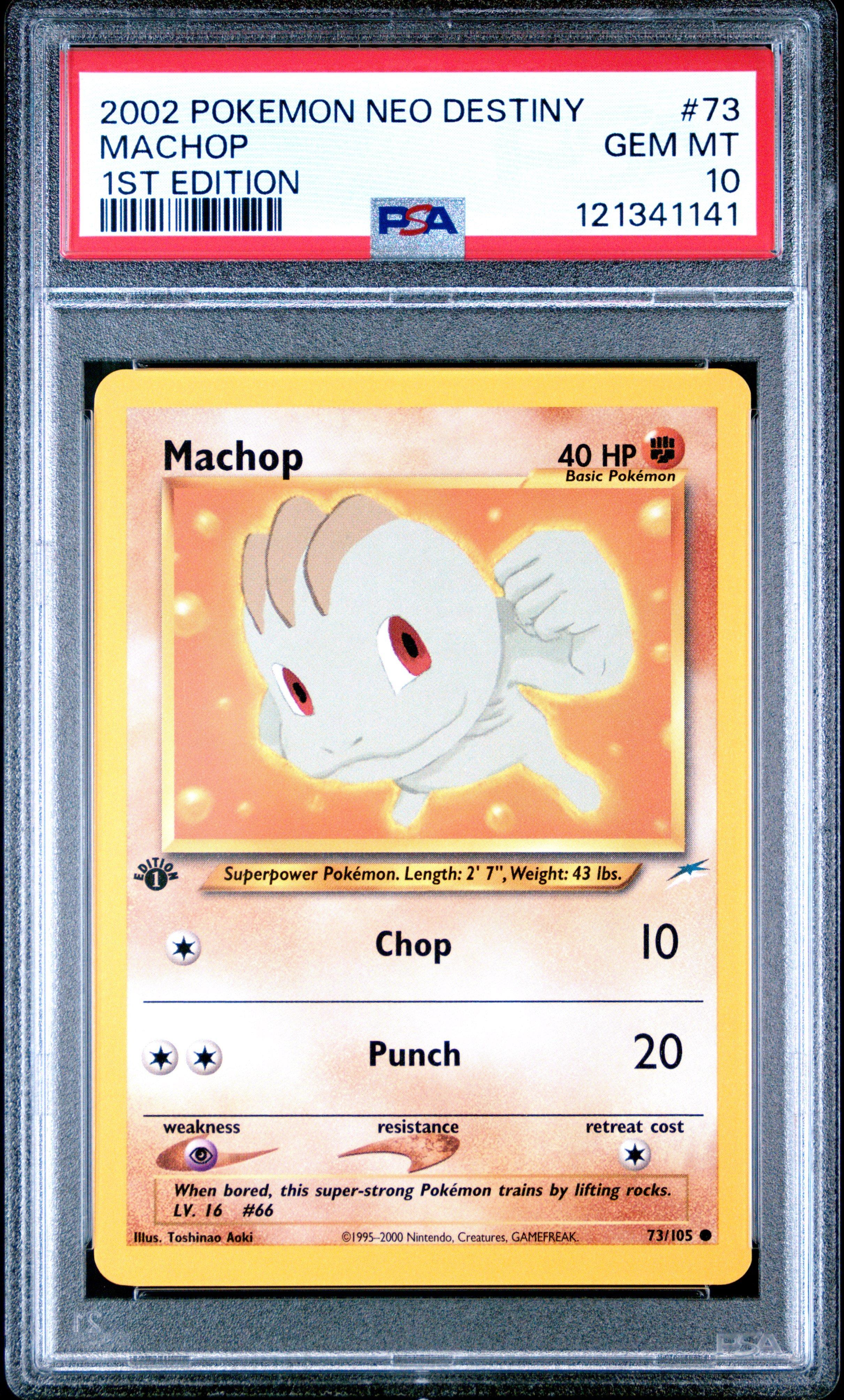 2002 Pokemon Neo Destiny 73 Machop 1st Edition PSA 10 Graded Card | GameStop