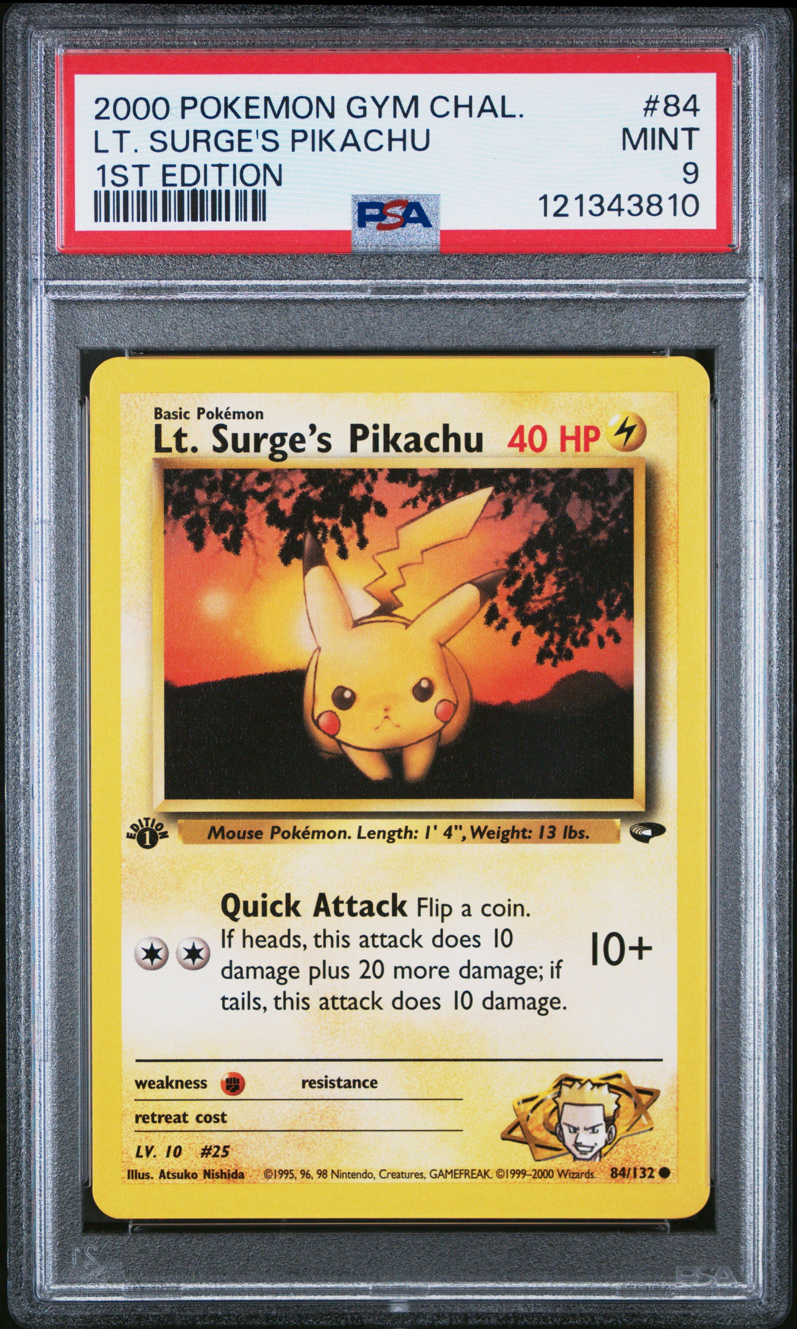 2000 Pokemon Gym Challenge 84 Lt. Surge's Pikachu 1st Edition PSA