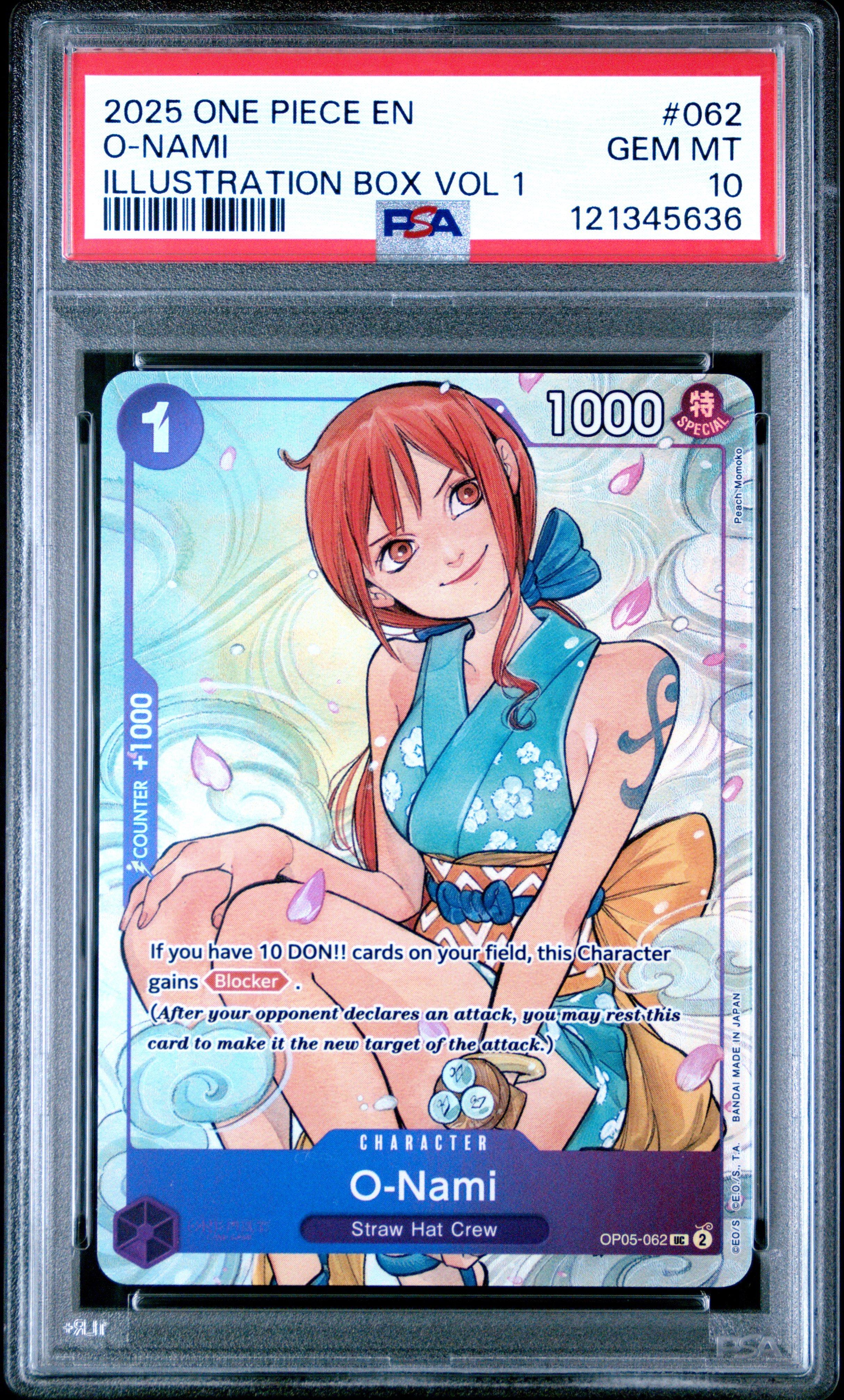 2025 One Piece Promos 062 O-nami Illustration Box Vol.1 PSA 10