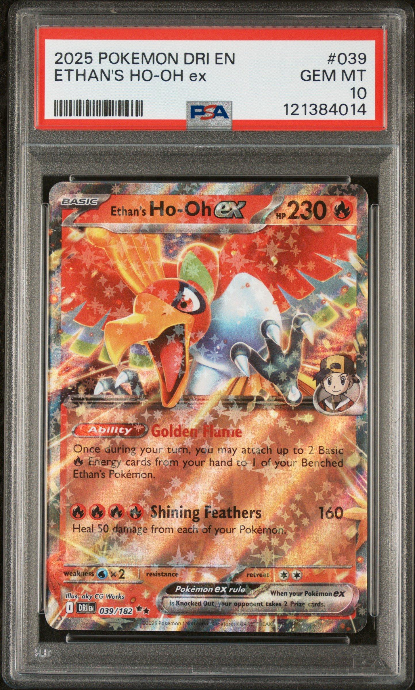 2025 Pokemon Dri En-destined Rivals 039 Ethan's Ho-oh Ex PSA