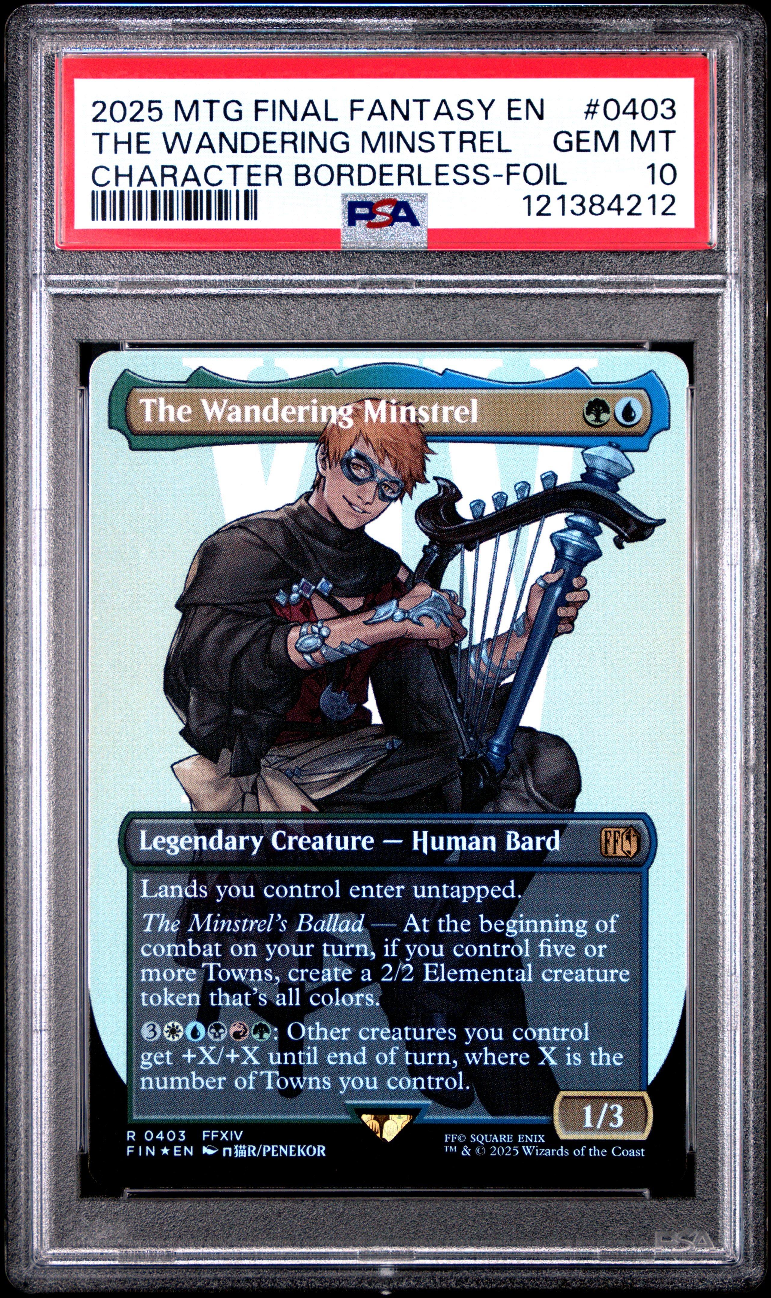 mtg final fantasy the wandering minstrel [403] [Borderless] [Character] [FINAL FANTASY] [Foil]  Face to Face Games The Wandering Minstrel MTG Proxy