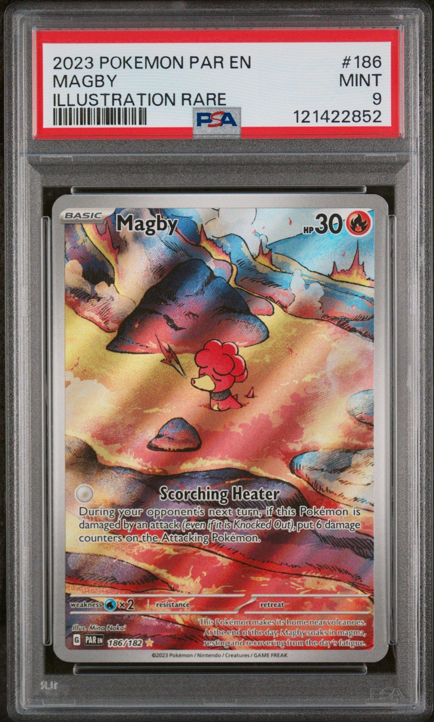 2023 Pokemon Par En-paradox Rift 186 Magby Illustration Rare PSA