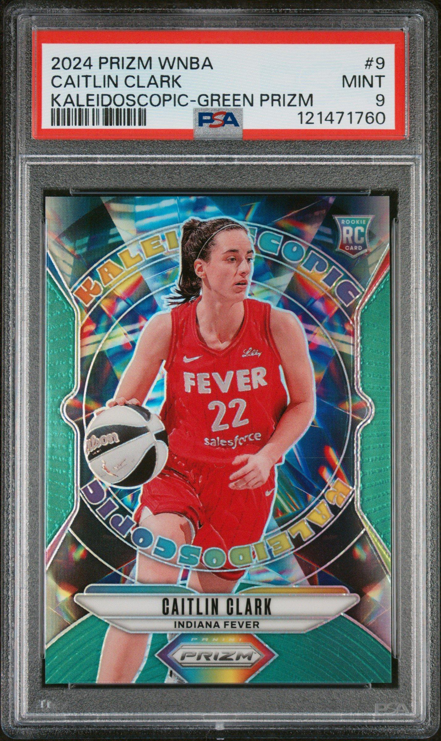 2024 Panini Prizm Wnba Kaleidoscopic 9 Caitlin Clark Green Prizm PSA 9