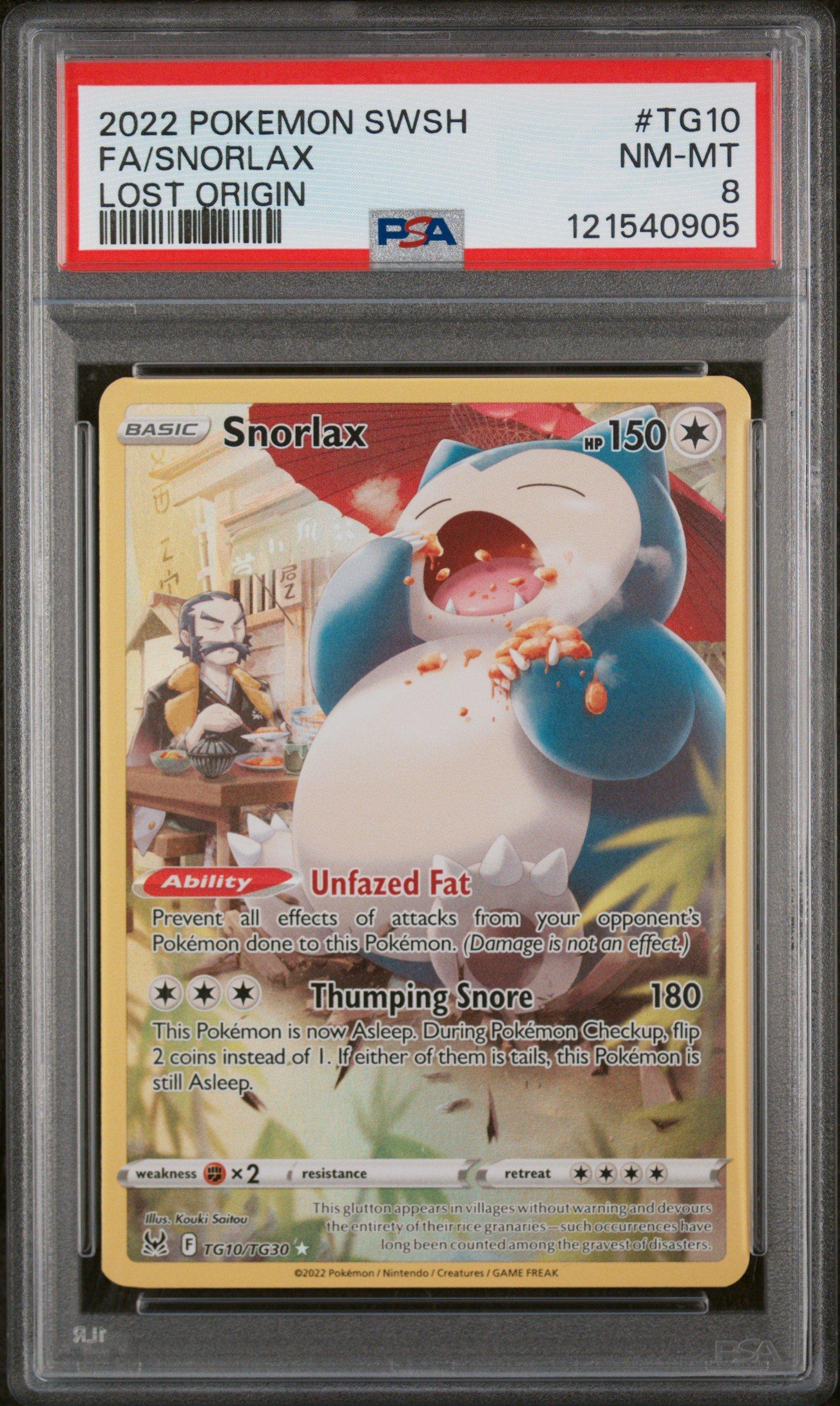 2022 Pokemon Sword & Shield Lost Origin Tg10 Full Art/snorlax PSA