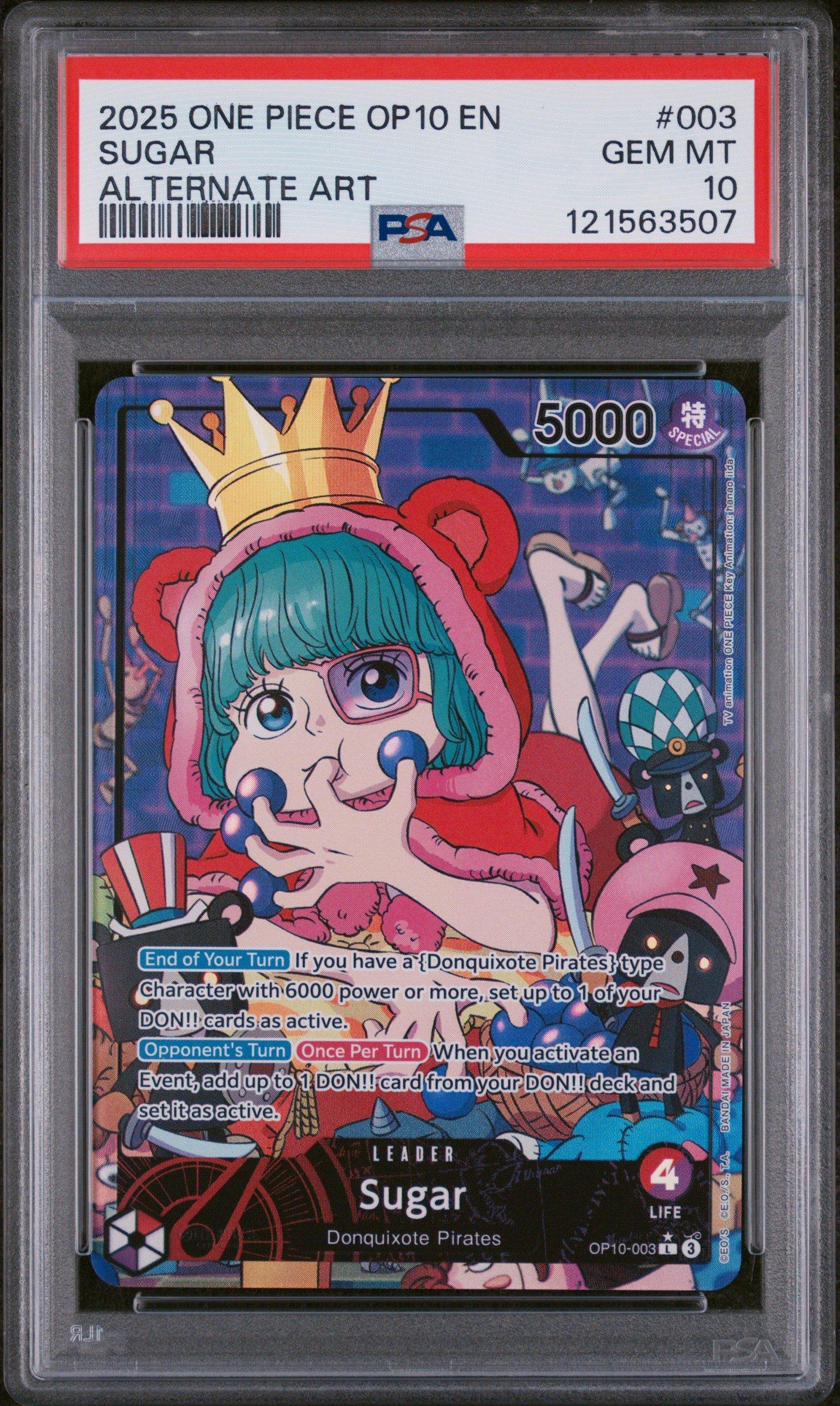 2025 One Piece Op10-royal Blood 003 Sugar Alternate Art PSA 10