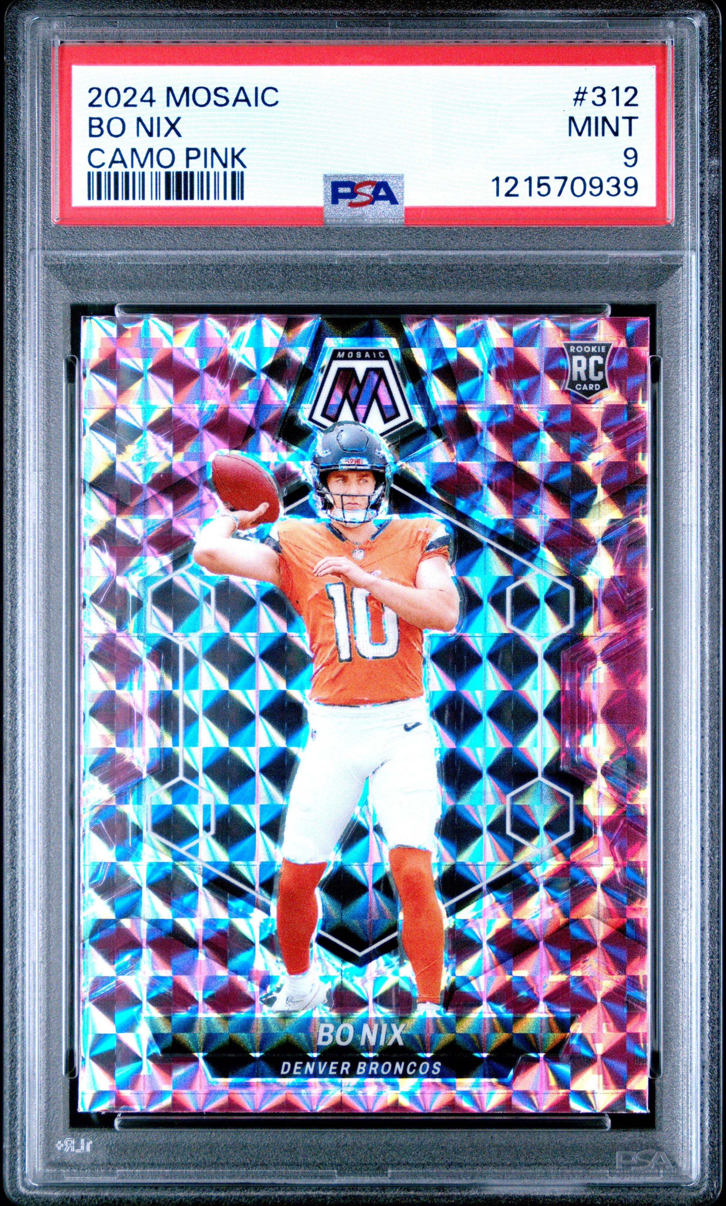 2024 Panini Mosaic 312 Bo Nix Camo Pink PSA 9 Graded Card | GameStop