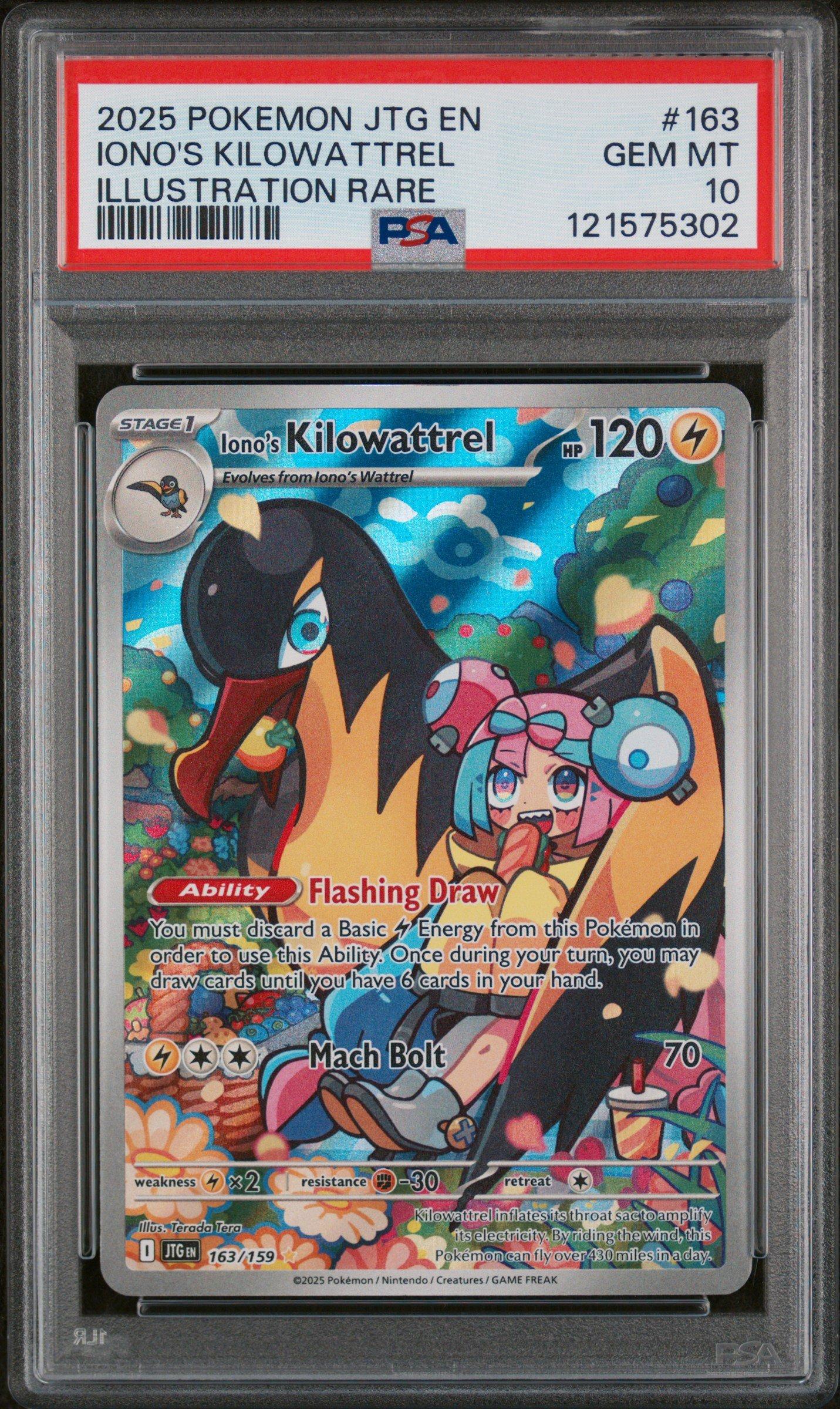 2025 Pokemon Jtg En-journey Together 163 Iono's Kilowattrel Illustration  Rare PSA 10 Graded Card | GameStop