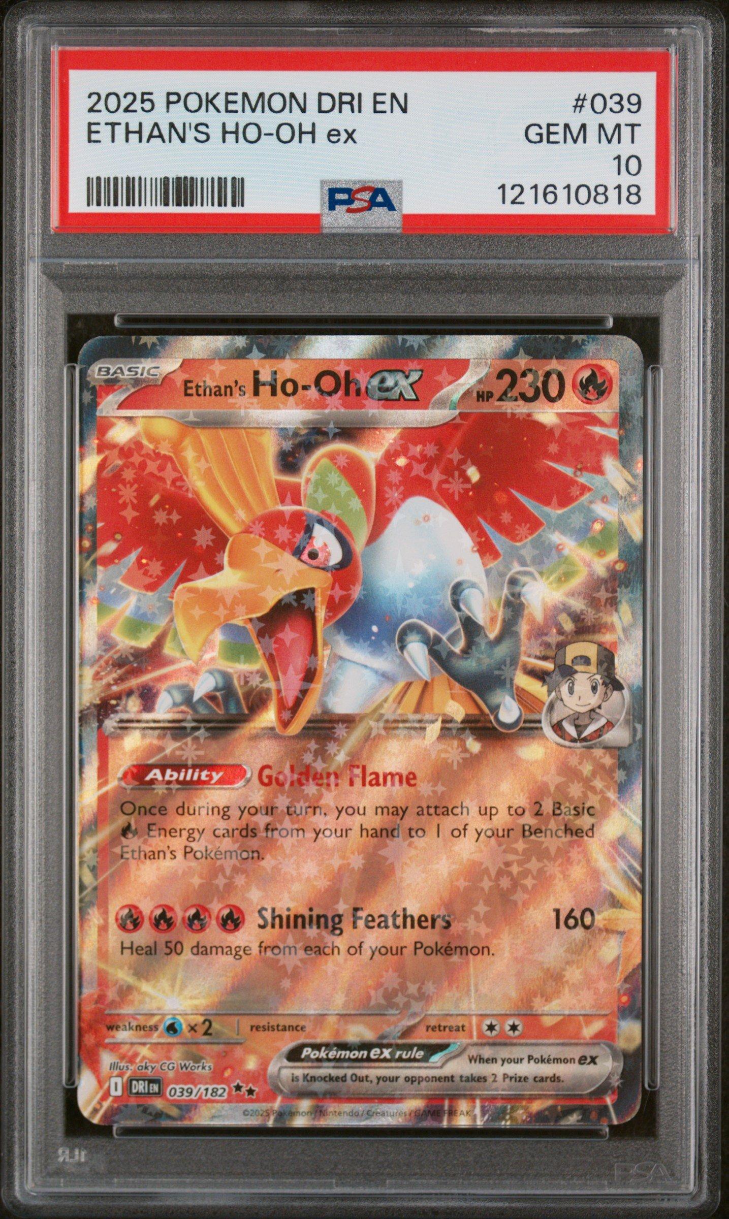 2025 Pokemon Dri En-destined Rivals 039 Ethan's Ho-oh Ex PSA 10