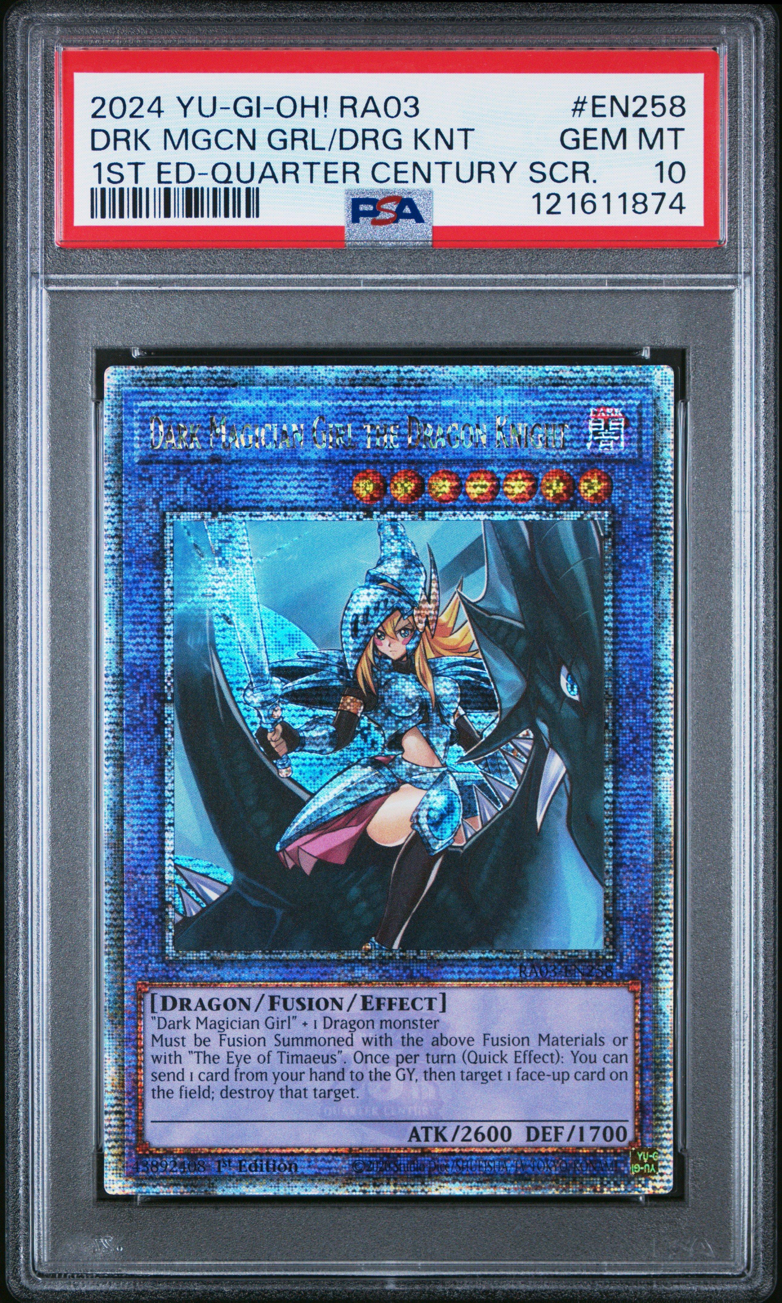 2024 Yu-gi-oh! Ra03-quarter Century Bonanza En258 Dark Magician Girl The Dragon Knight 1st Edition-quarter Century Secret Rare PSA 10