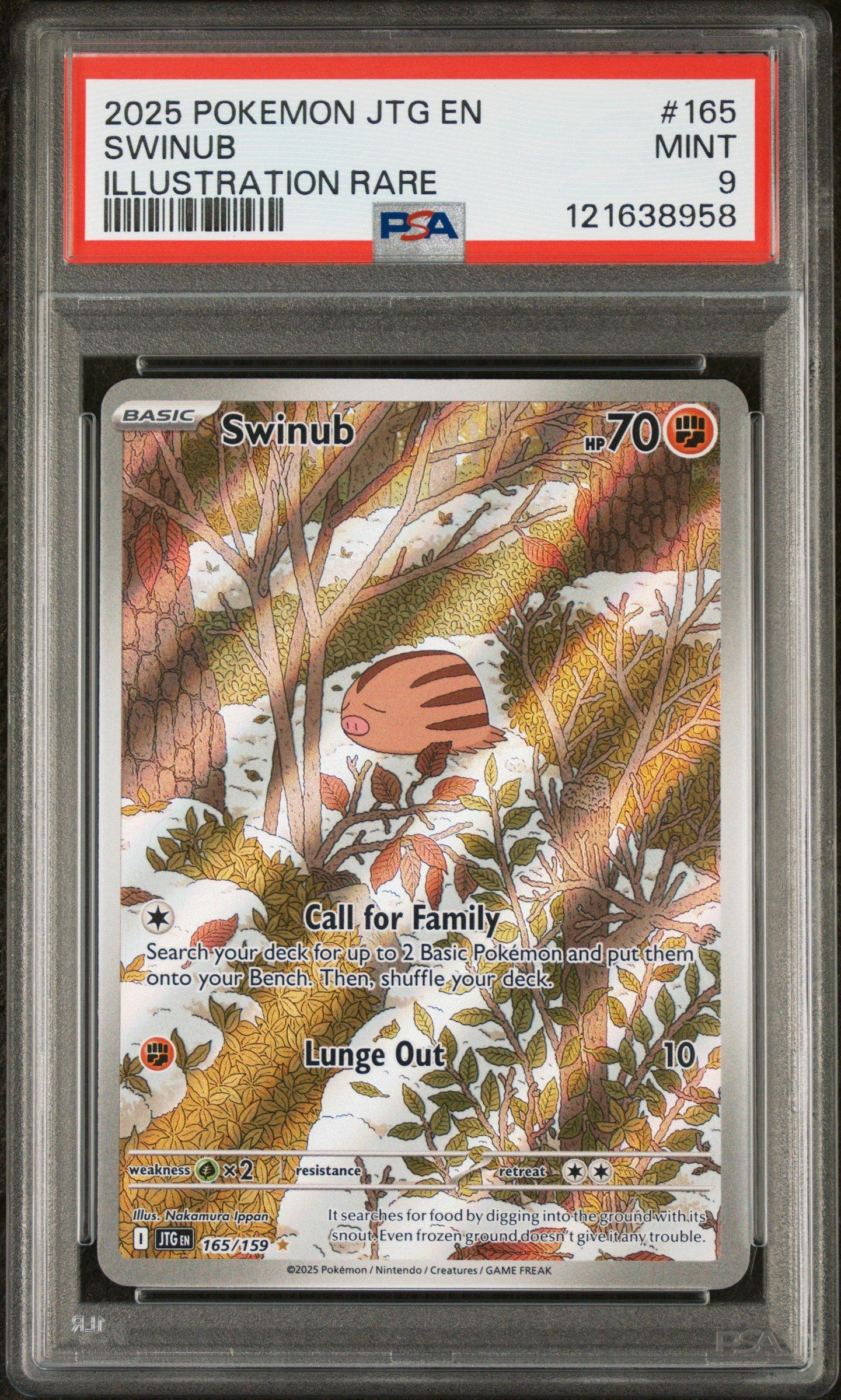 swinub pokemon card 2025 Pokemon Jtg En-journey Together 165 Swinub Illustration Rare PSA 9