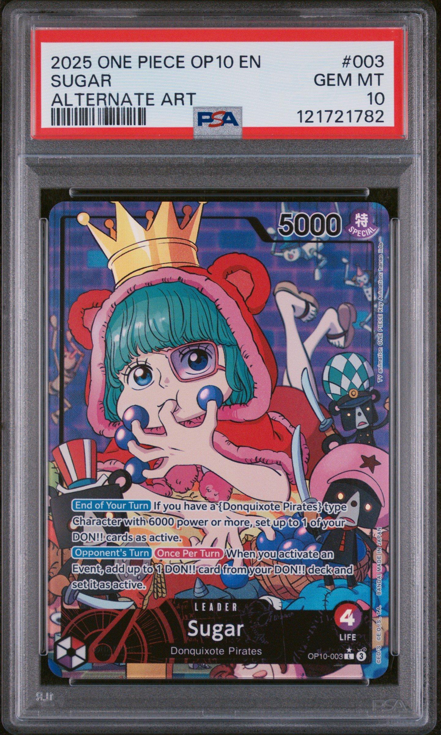 2025 One Piece Op10-royal Blood 003 Sugar Alternate Art PSA 10