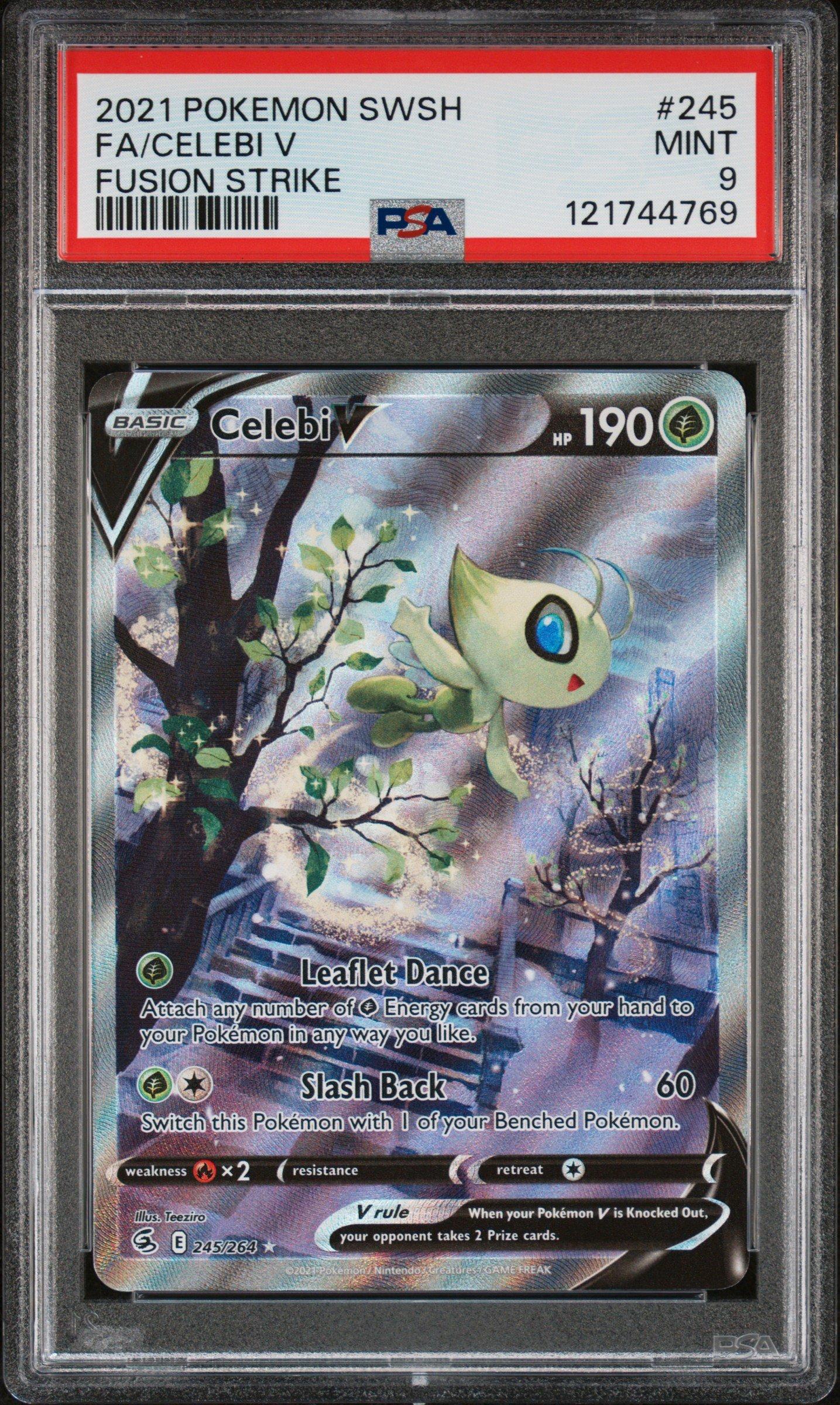 celebi pokemon card Sword & Shield 001 Celebi V PSA 9 main image 0