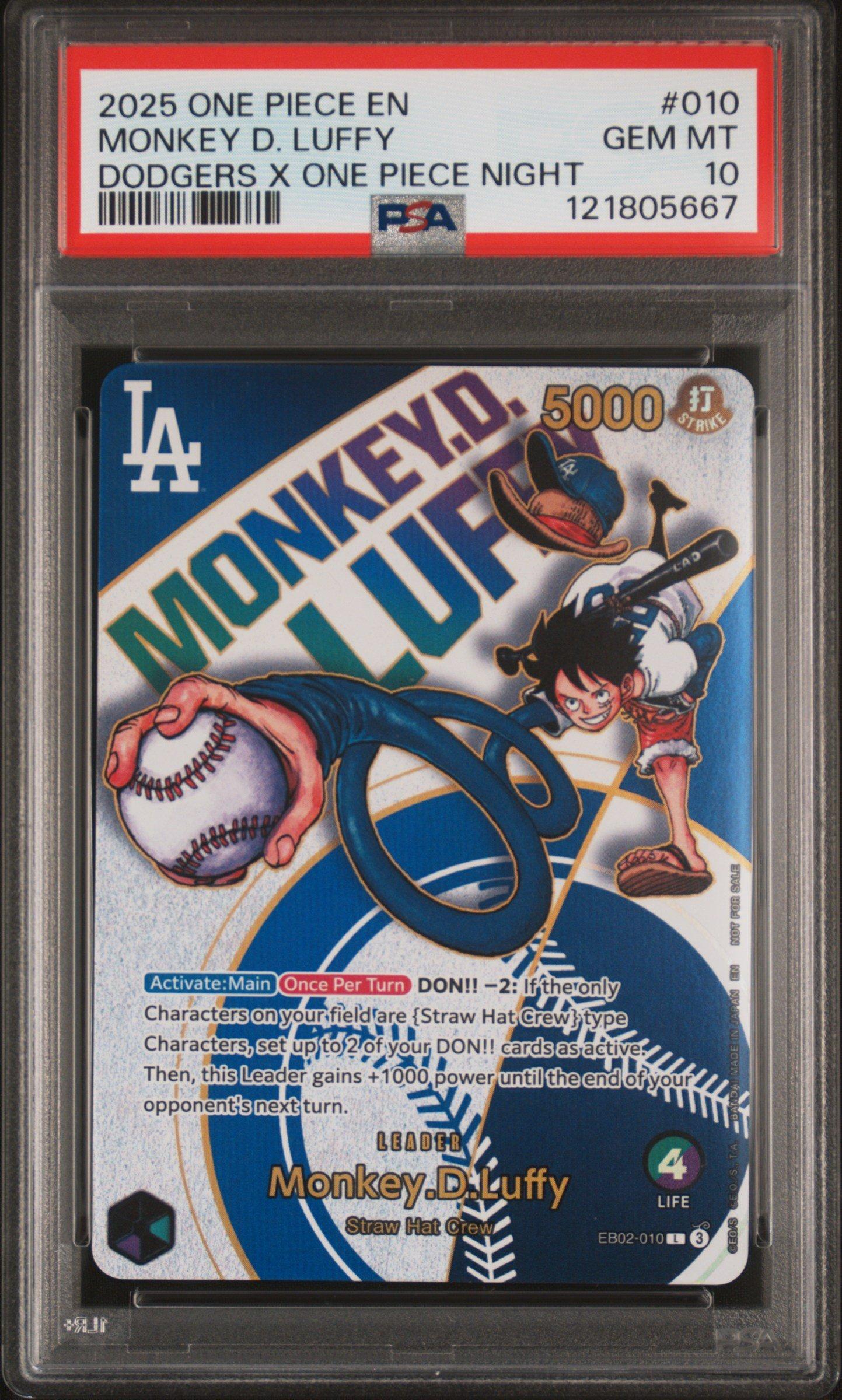 2025 ONE PIECE EN モンキー・D・ルフィ #010 2025 One Piece Promos 010 Monkey D. Luffy Dodgers X One Piece