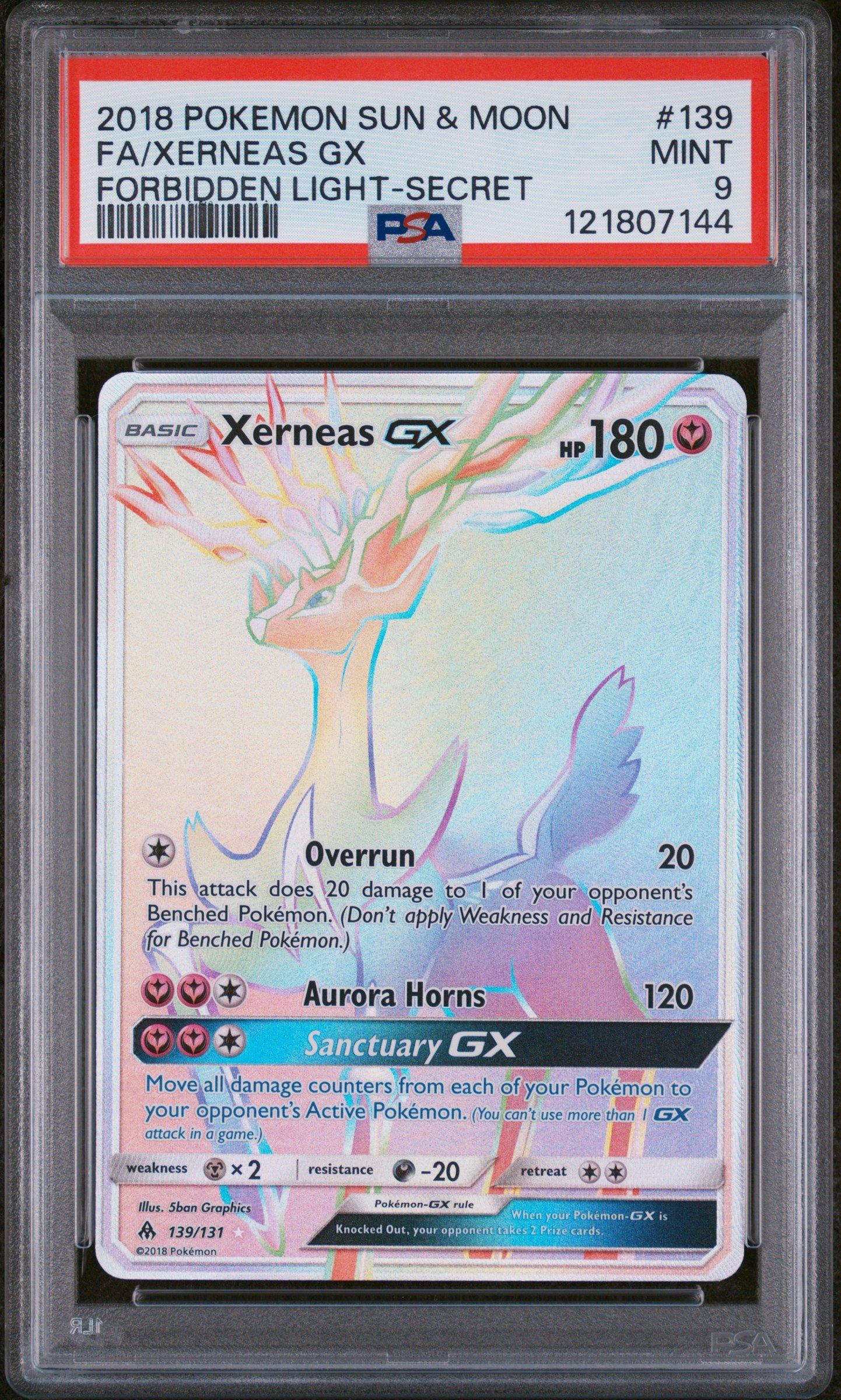 2018 Pokemon Sun & Moon Forbidden Light 139 Full Art/xerneas Gx Secret PSA