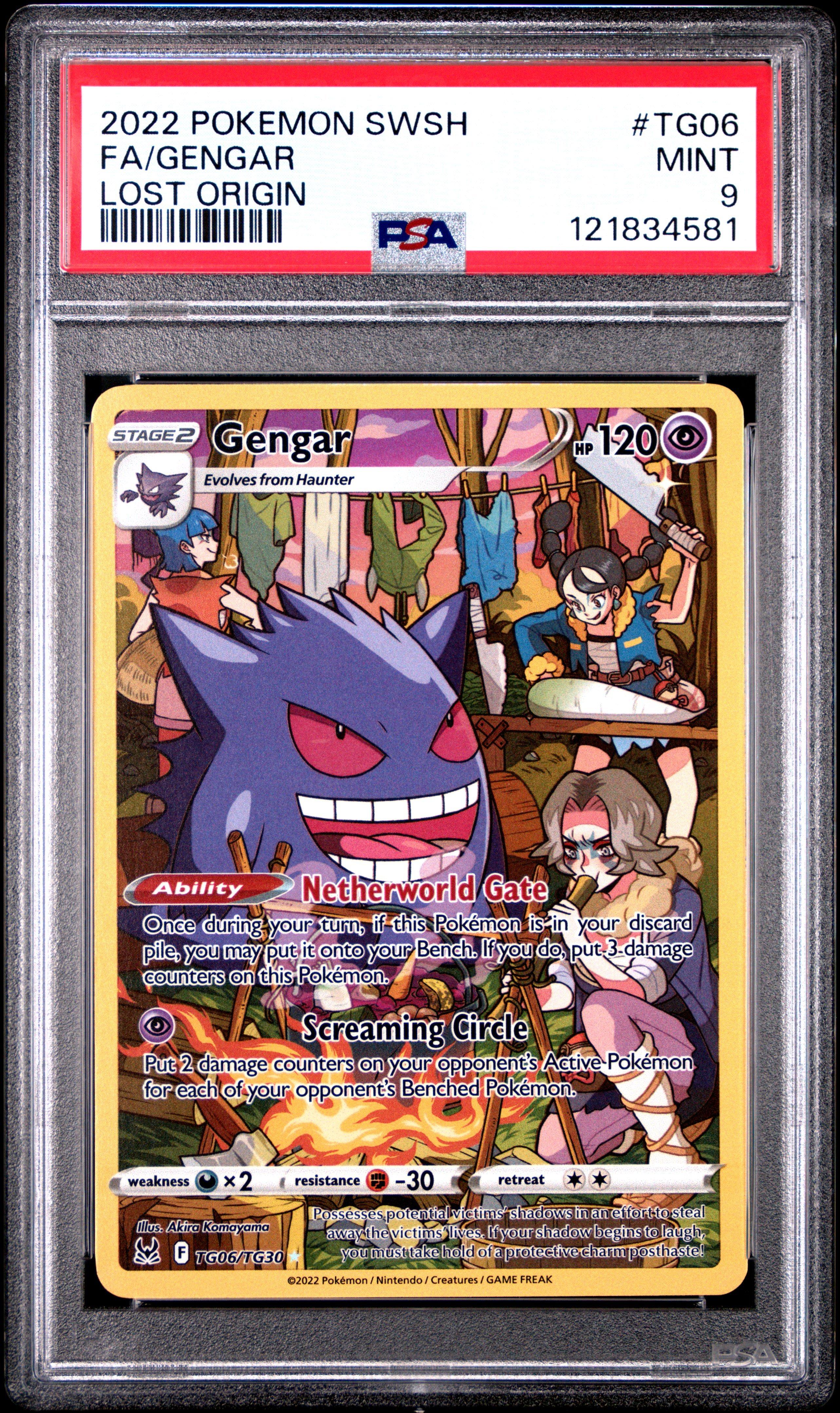 2022 Pokemon Sword & Shield Lost Origin Tg06 Full Art/gengar PSA 9