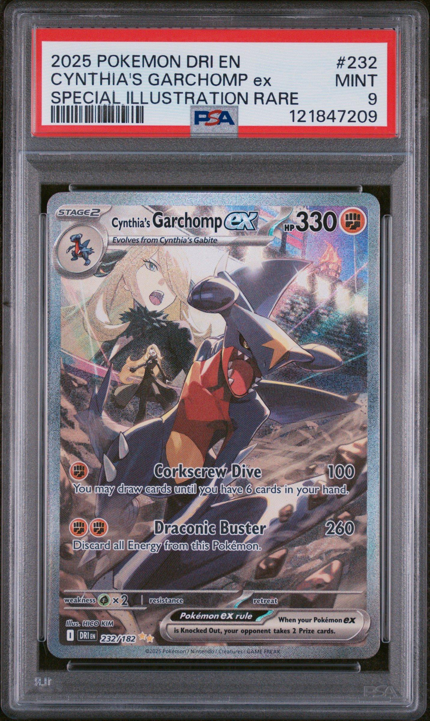 2025 Pokemon Dri En-destined Rivals 232 Cynthia's Garchomp Ex Special  Illustration Rare PSA 9 Graded Card | GameStop