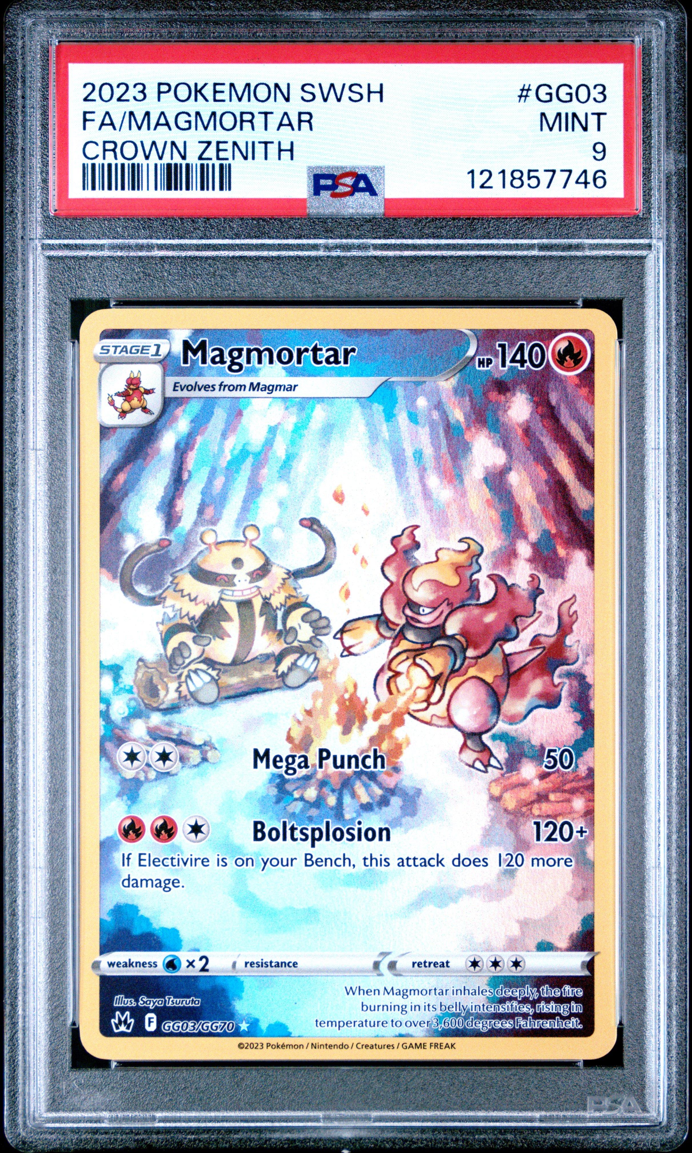 2023 Pokemon Sword And Shield Crown Zenith Gg03 Full Art/magmortar PSA 9  Graded Card | GameStop