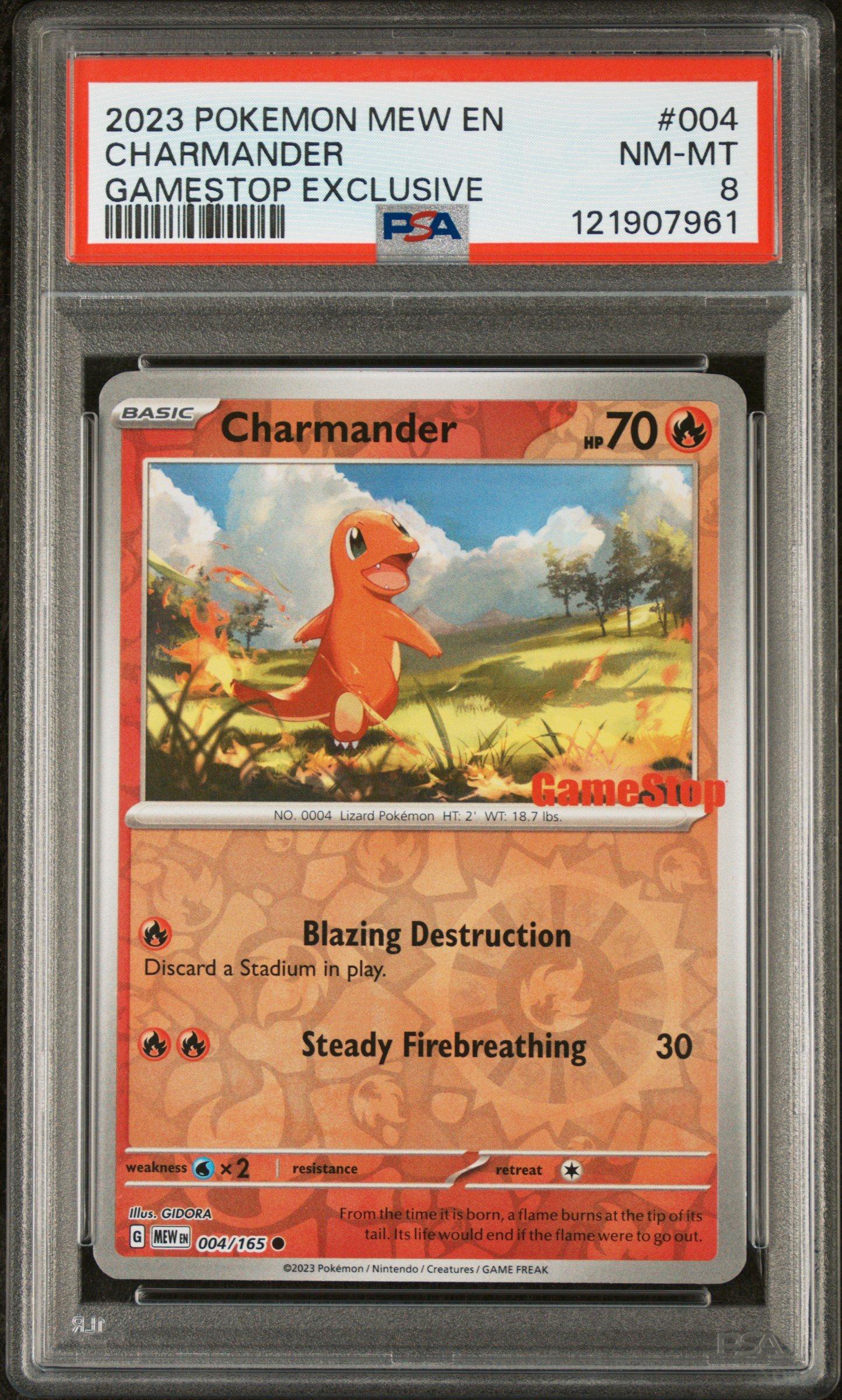 2023 Pokemon Mew En-151 004 Charmander Gamestop Exclusive PSA 8