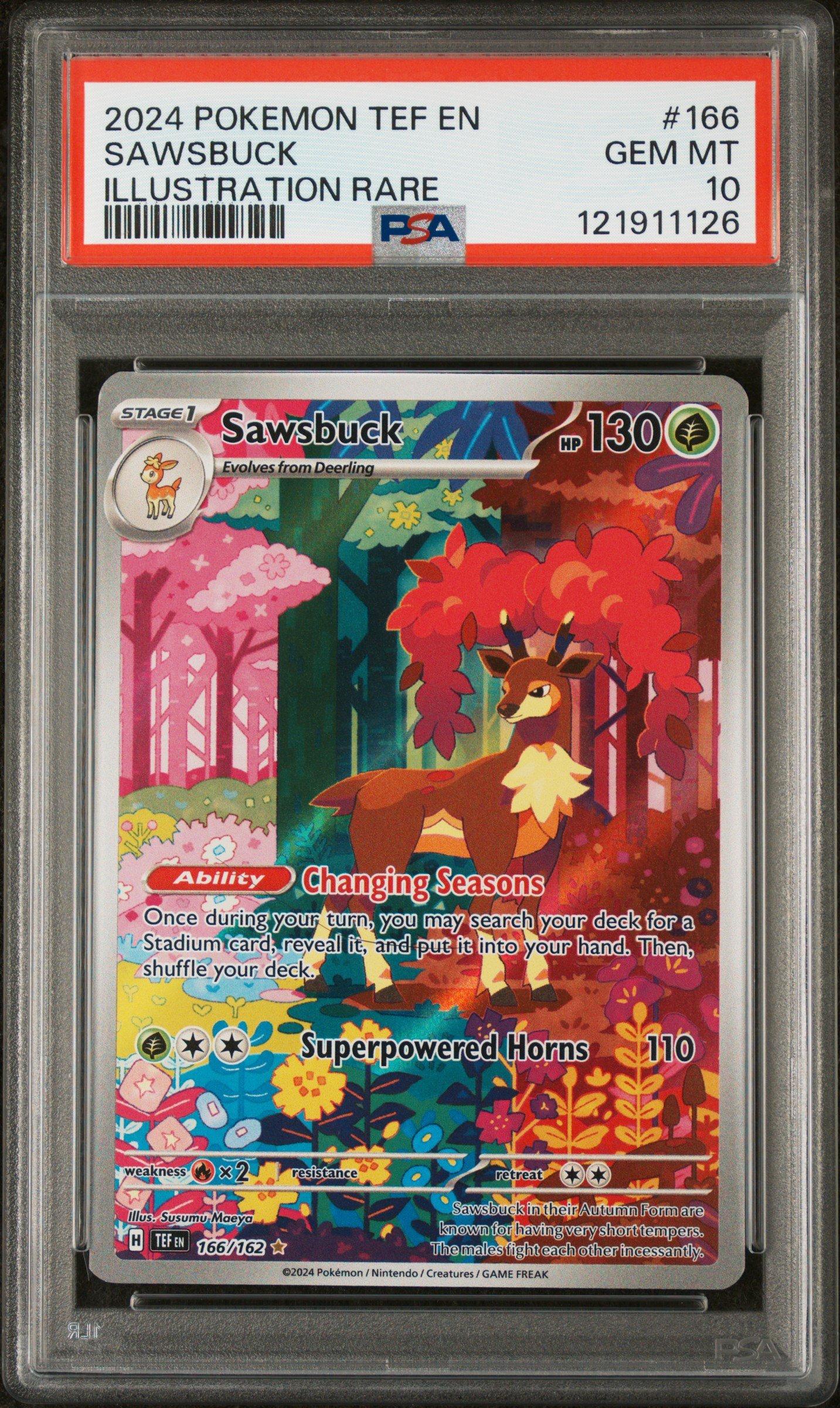 pokemon sawsbuck card 166/162 Weakness Fire 2 Resistance None None Retreat Cost 2024 Pokemon Tef En-temporal Forces