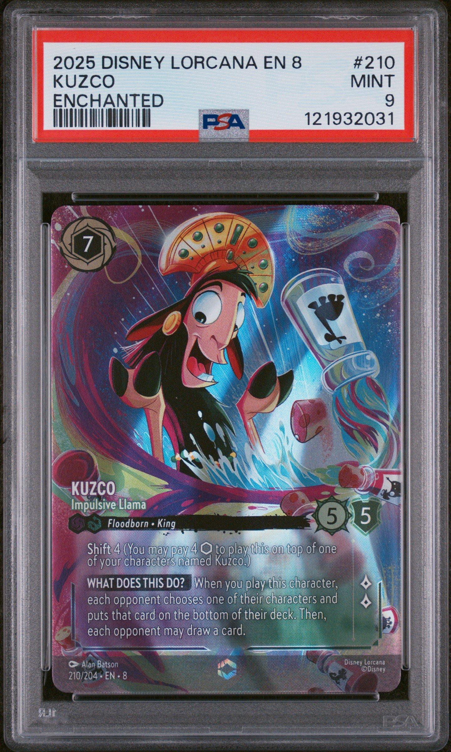 2025 Disney Lorcana En 8-reign Of Jafar 210 Kuzco - Impulsive Llama Enchanted PSA 9